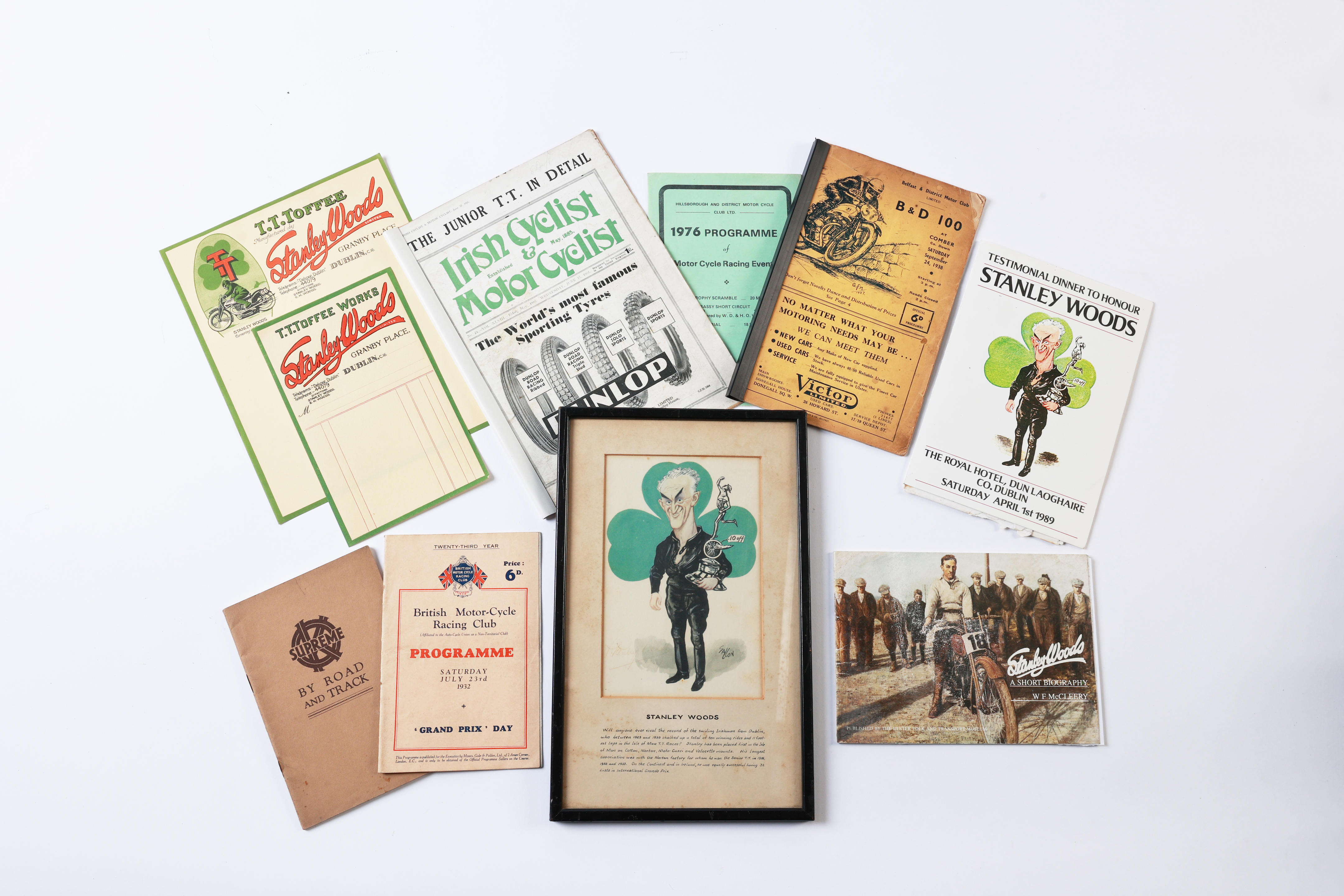 Appraisal: A SELECTION OF STANLEY WOODS MEMORABILIA ASSORTED EARLY RACING PROGRAMMES