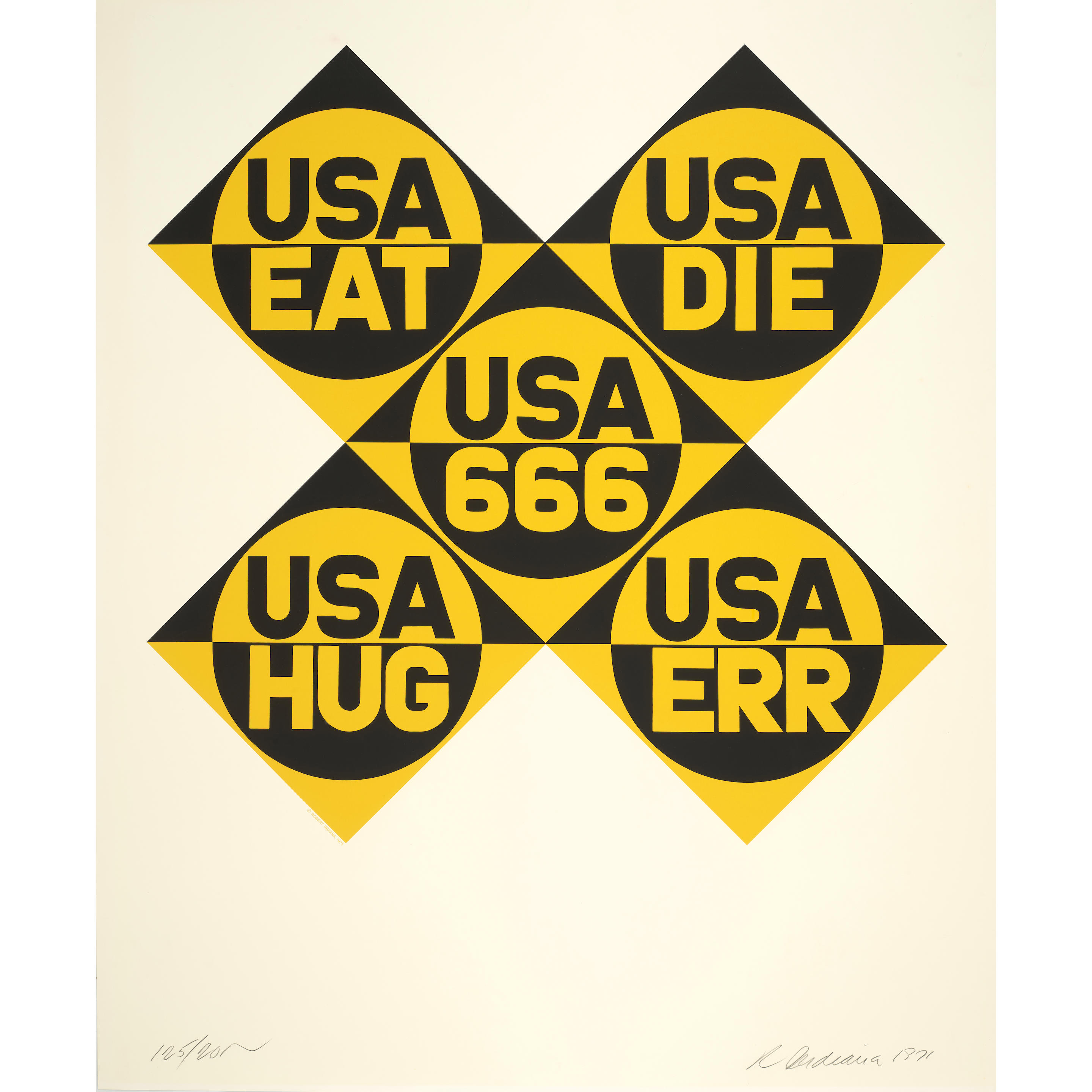 Appraisal: ROBERT INDIANA - Hug from Decade Sheehan Screenprint in colors