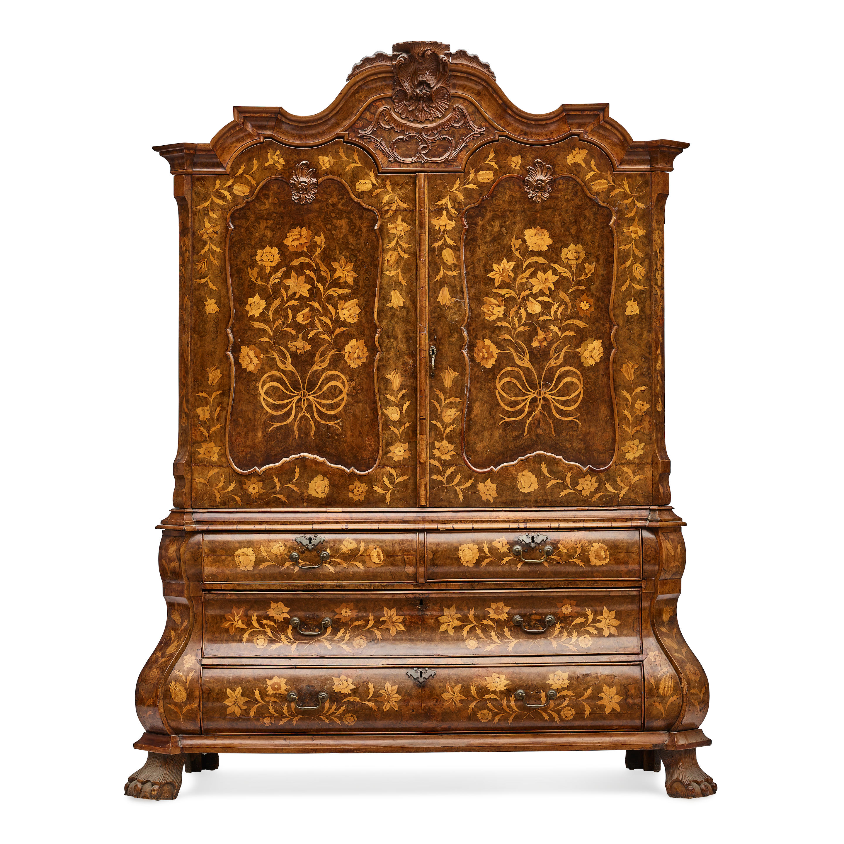 Appraisal: A DUTCH BAROQUE MARQUETRY AND WALNUT CABINET th century and