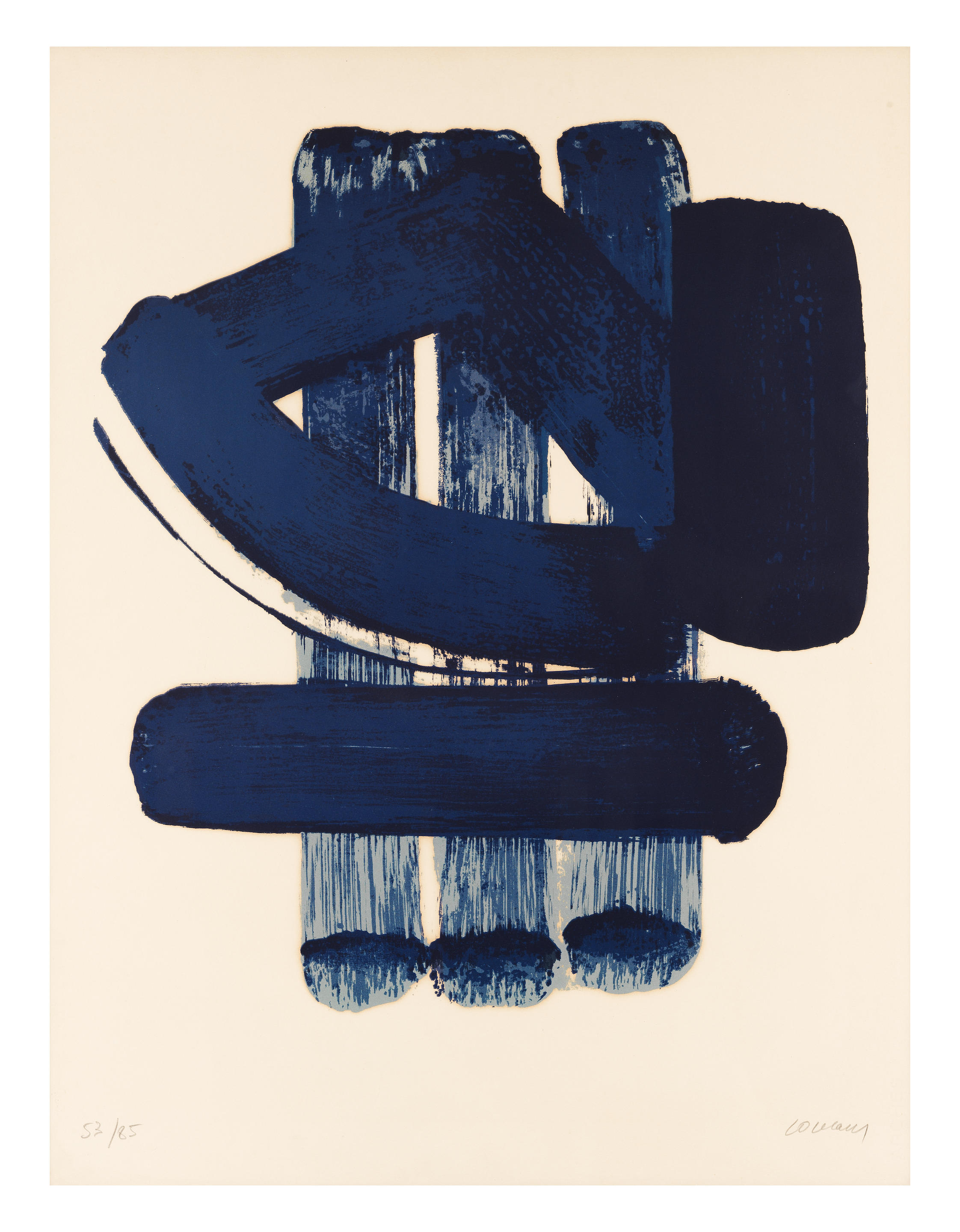 Appraisal: PIERRE SOULAGES - LITHOGRAPHIE N BNF Lithographie en bleue sur