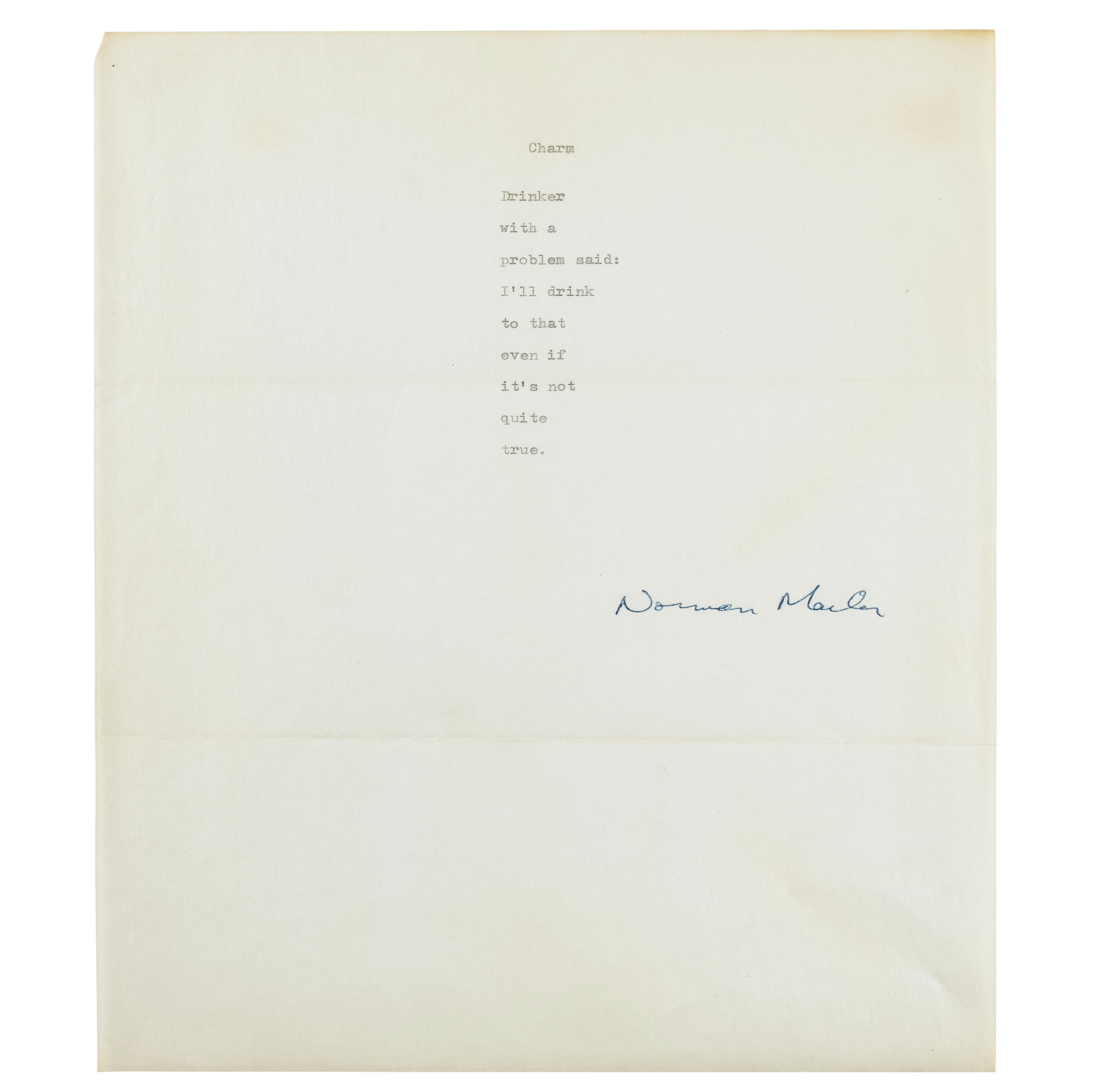 Appraisal: MAILER NORMAN - Typed Manuscript Signed Norman Mailer being the