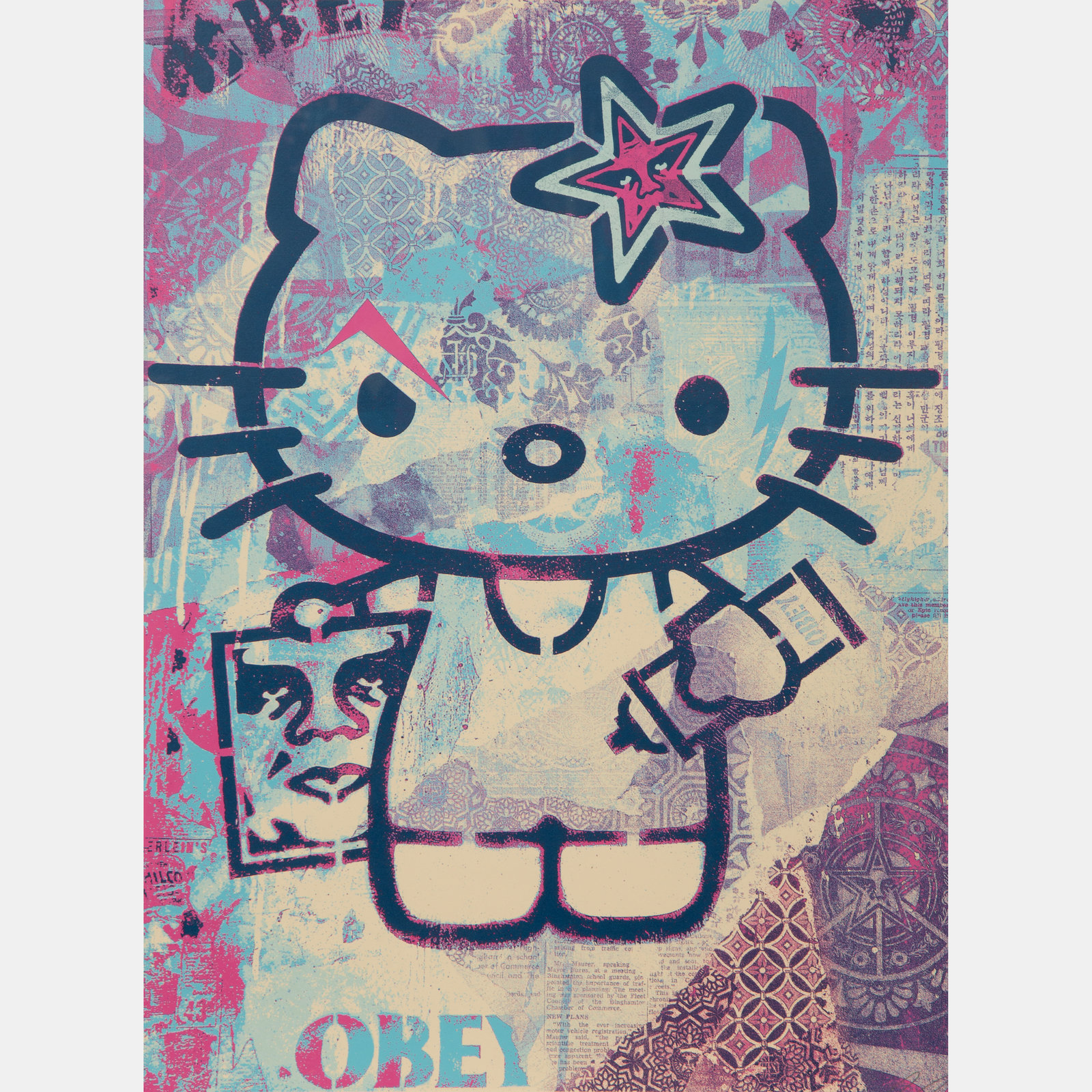 Appraisal: Shepard Fairey American b Hello Kitty Blue silkscreen on wove