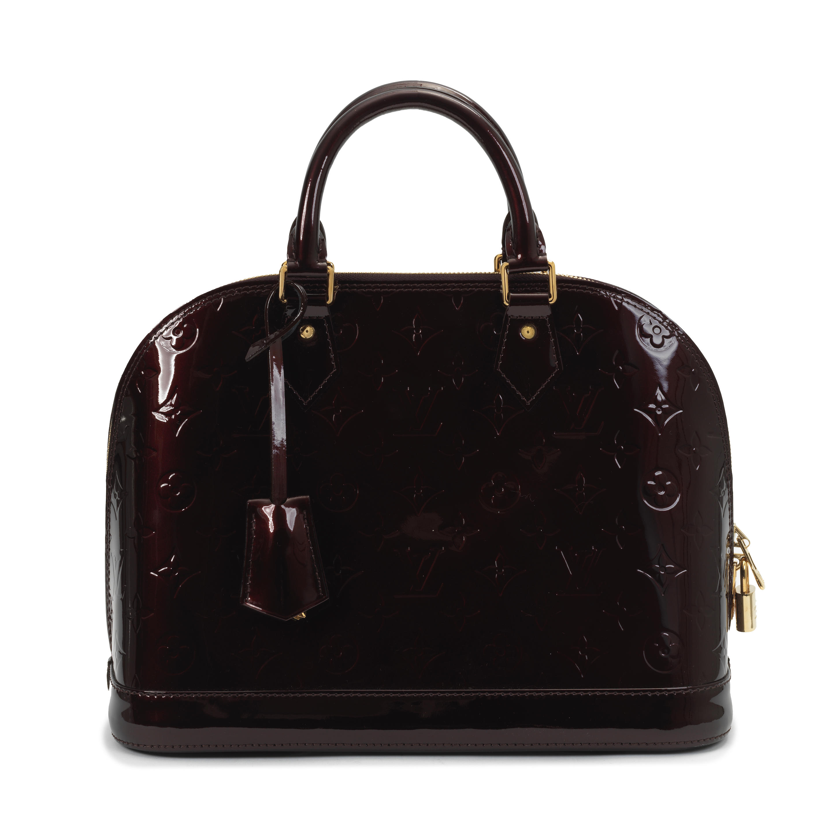 Appraisal: LOUIS VUITTON AN AMARANTE MONOGRAM VERNIS LEATHER ALMA PM Dark