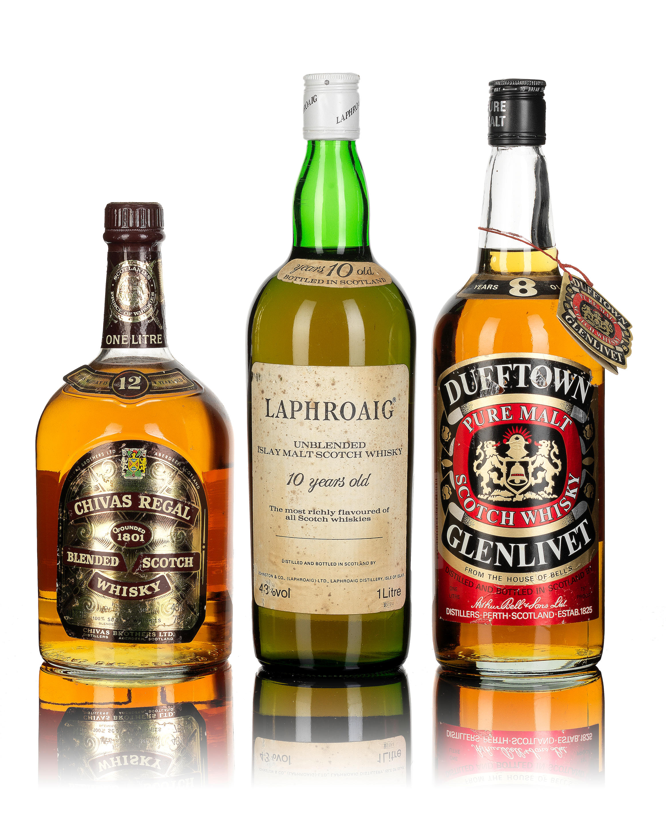 Appraisal: LAPHROAIG- YEAR OLD DUFFTOWN GLENLIVET- YEAR OLD CHIVAS REGAL- YEAR