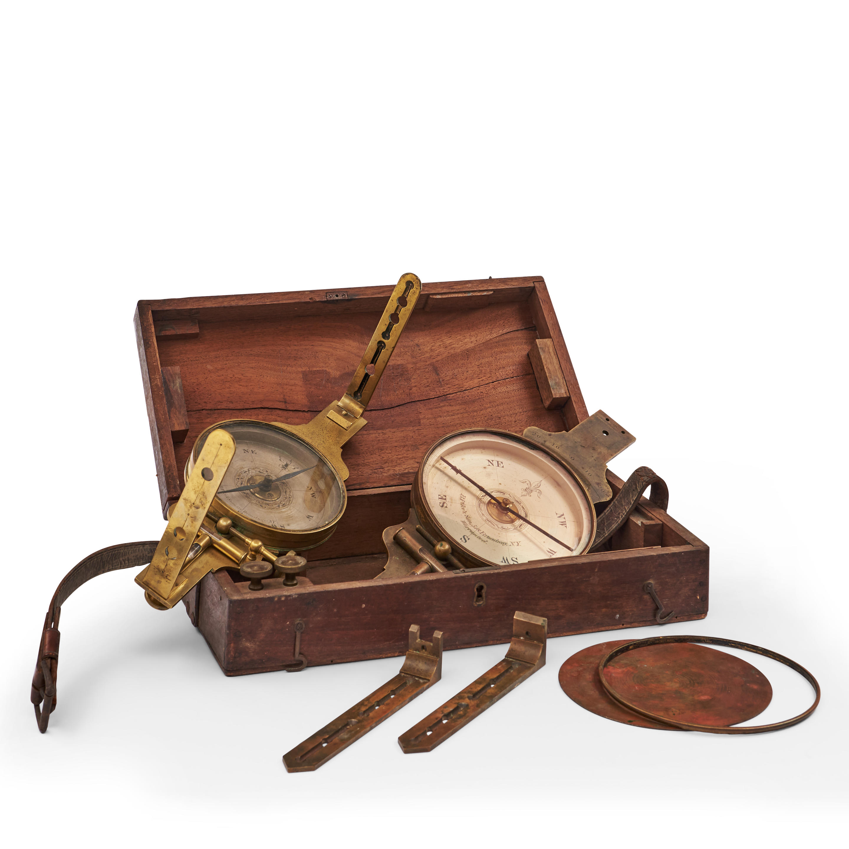 Appraisal: TWO BENJAMIN PIKES'S SON VERNIER SURVEYOR'S COMPASSES BROADWAY NEW YORK