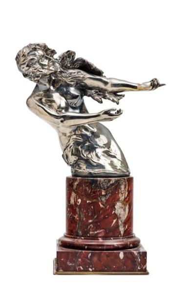 Appraisal: GEORGES COLIN - THE MERMAID Mascot in silver-plated bronze signed