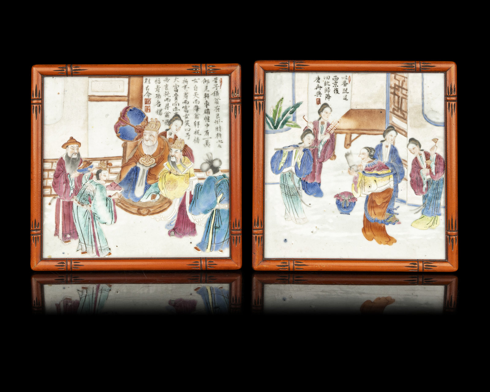 Appraisal: A Pair of Chinese Famille Rose Porcelain Plaques Late Qing