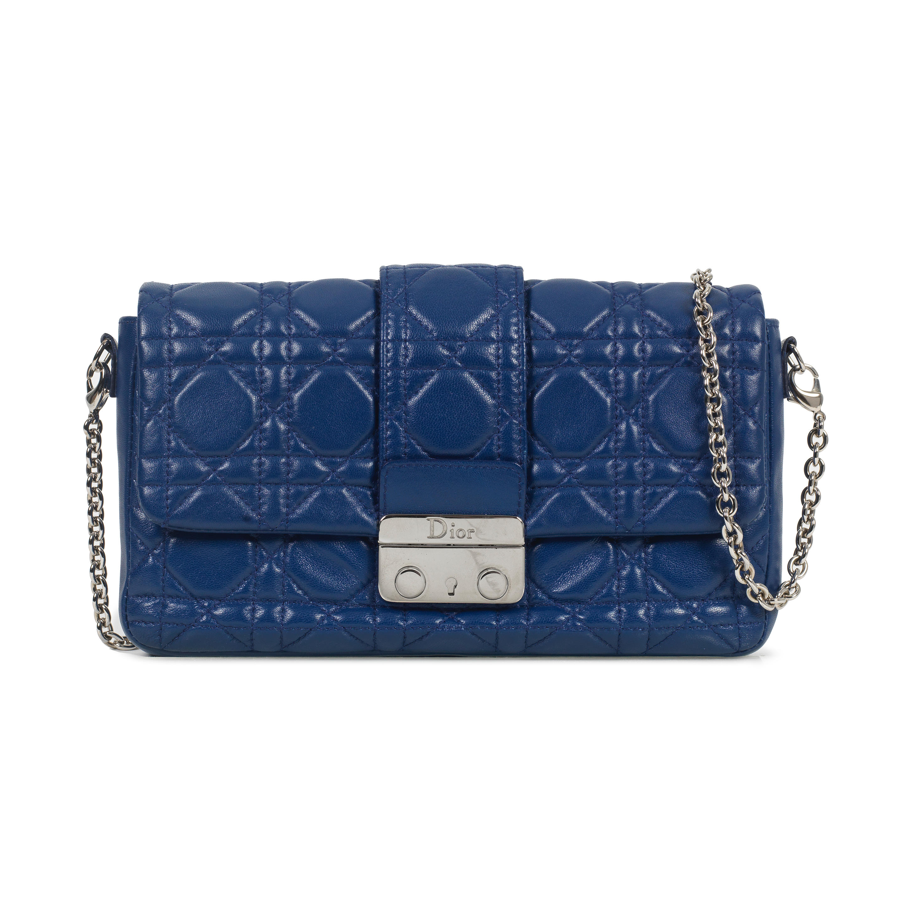 Appraisal: CHRISTIAN DIOR A BLUE LAMBSKIN MISS DIOR BAG Cannage quilted