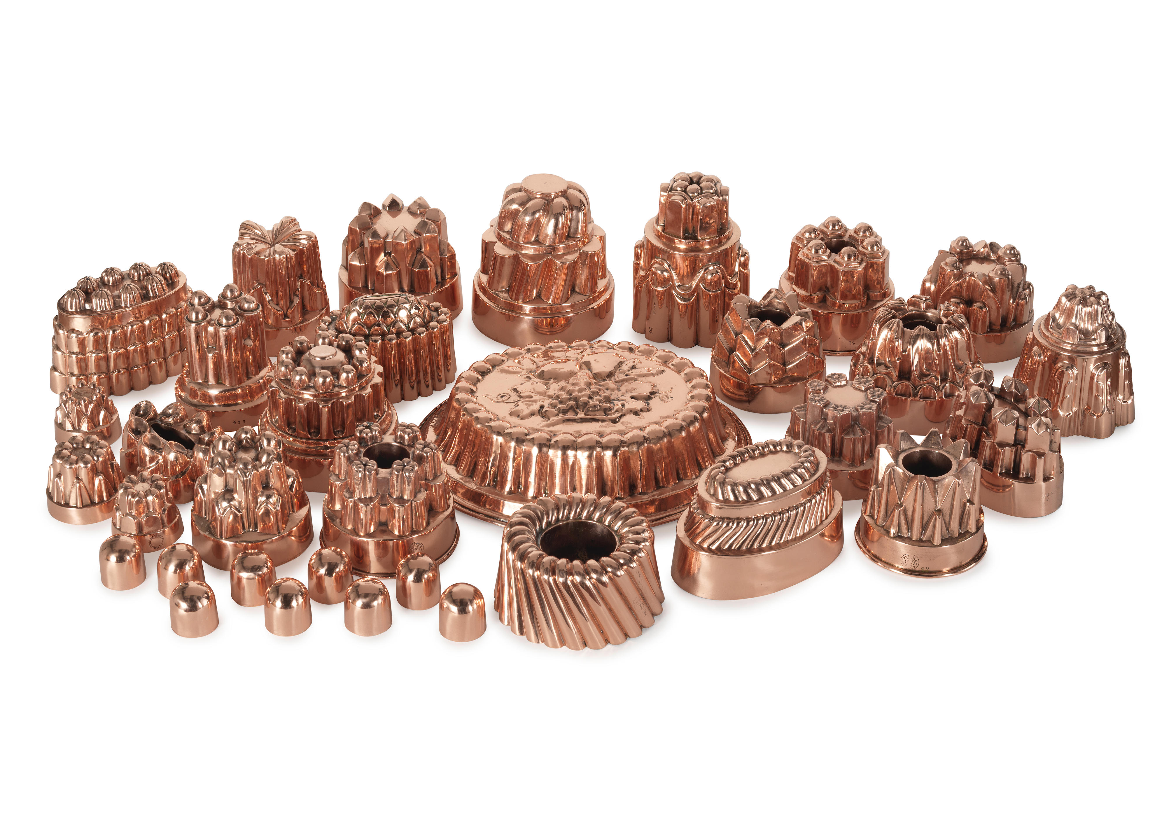 Appraisal: A GOOD COLLECTION OF THIRTY FOUR TH CENTURY COPPER JELLY