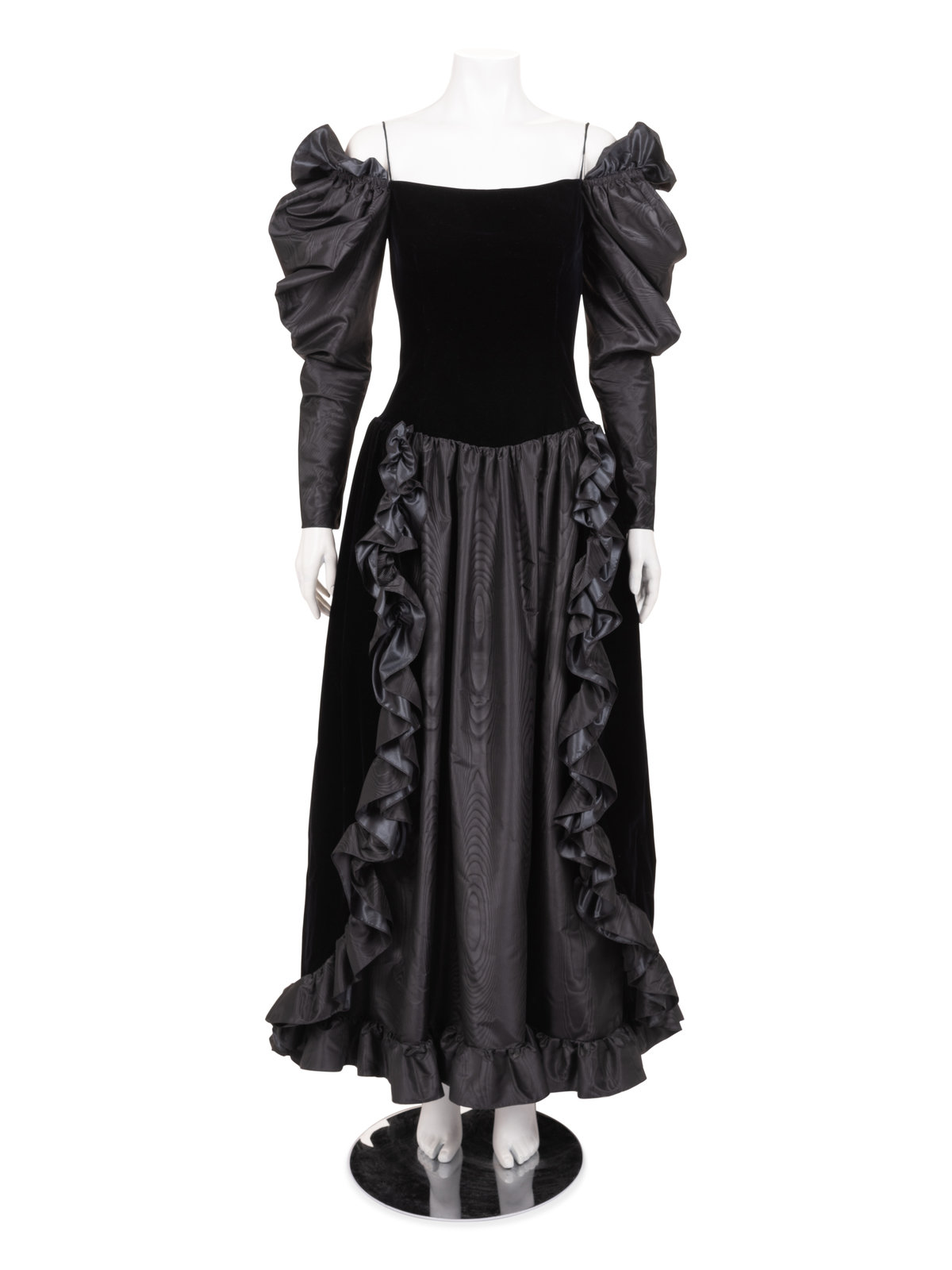 Appraisal: Givenchy Haute Couture Velvet and Moir Dress - s Haute