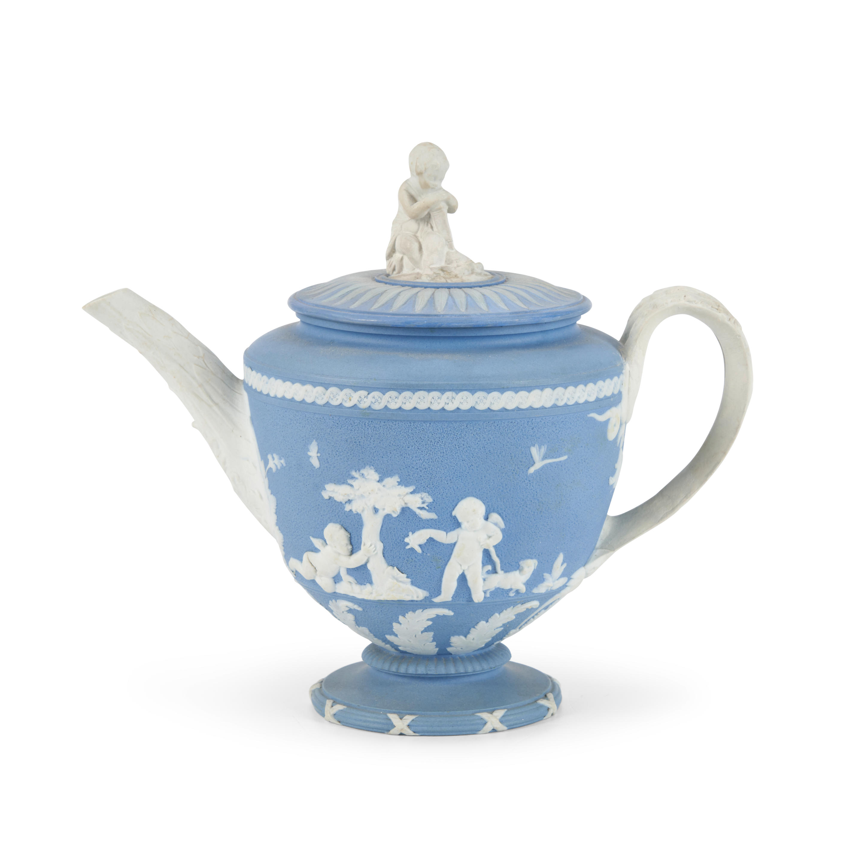 Appraisal: WEDGWOOD SOLID LIGHT BLUE JASPER TEAPOT AND COVER England late