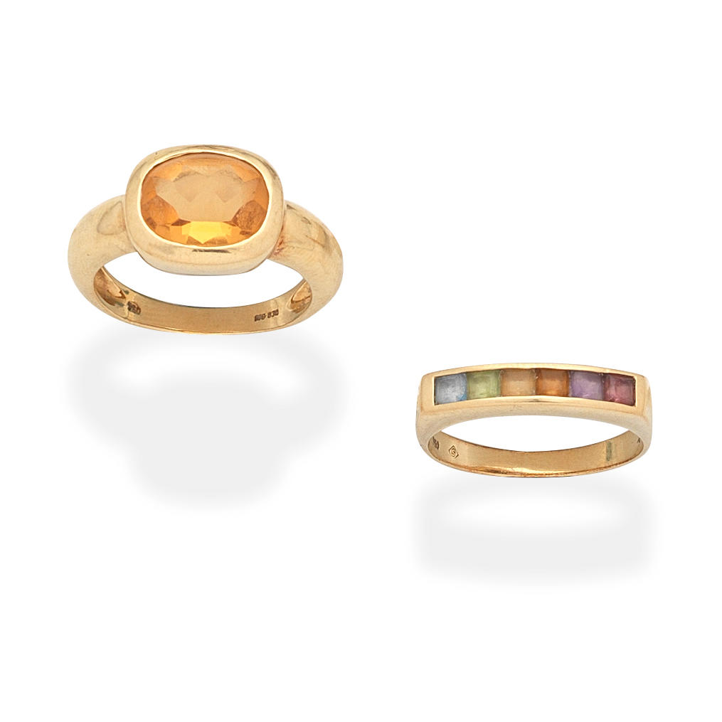 Appraisal: H STERN MULTI GEM-SET RING AND A CITRINE RING st