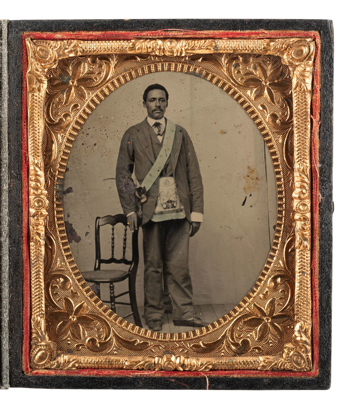 Appraisal: EARLY PHOTOGRAPHY Sixth plate tintype portrait of an African American