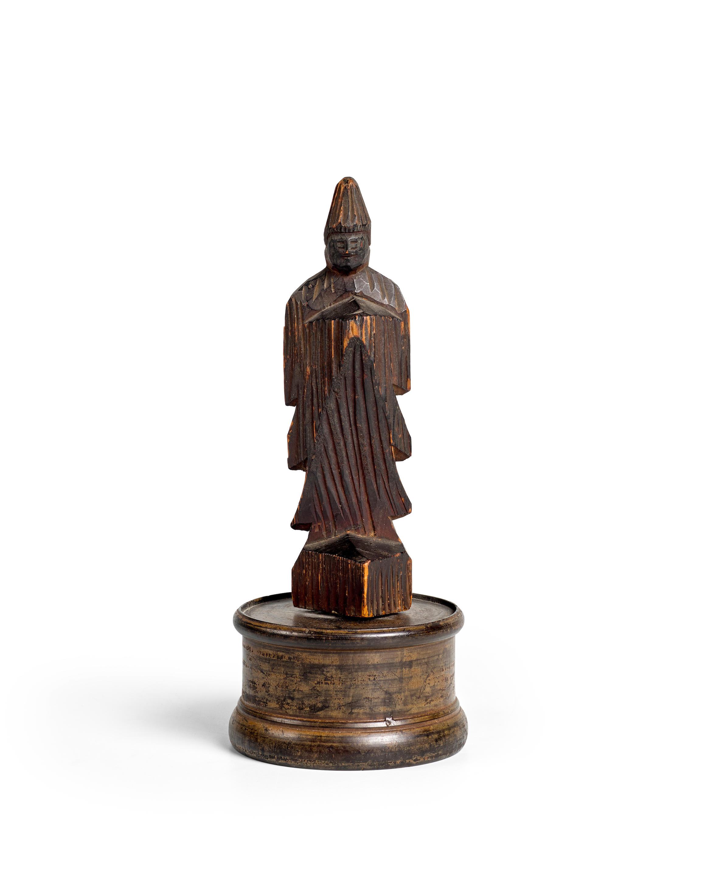 Appraisal: ATTRIBUTED TO ENK - A Wood Figure of a Buddhist