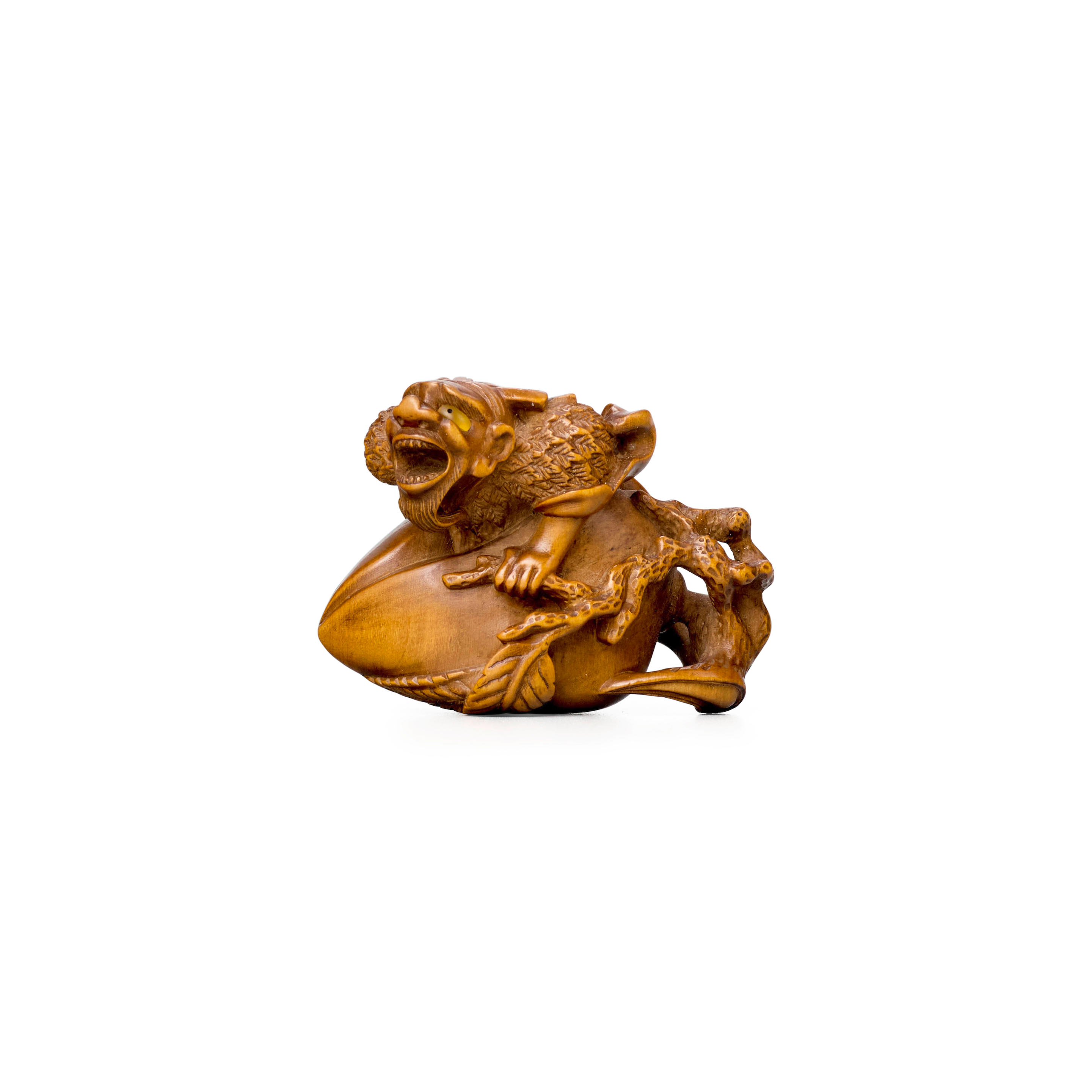 Appraisal: NAIT TOYOMASA - A Wood Netsuke of an Immortal Emerging