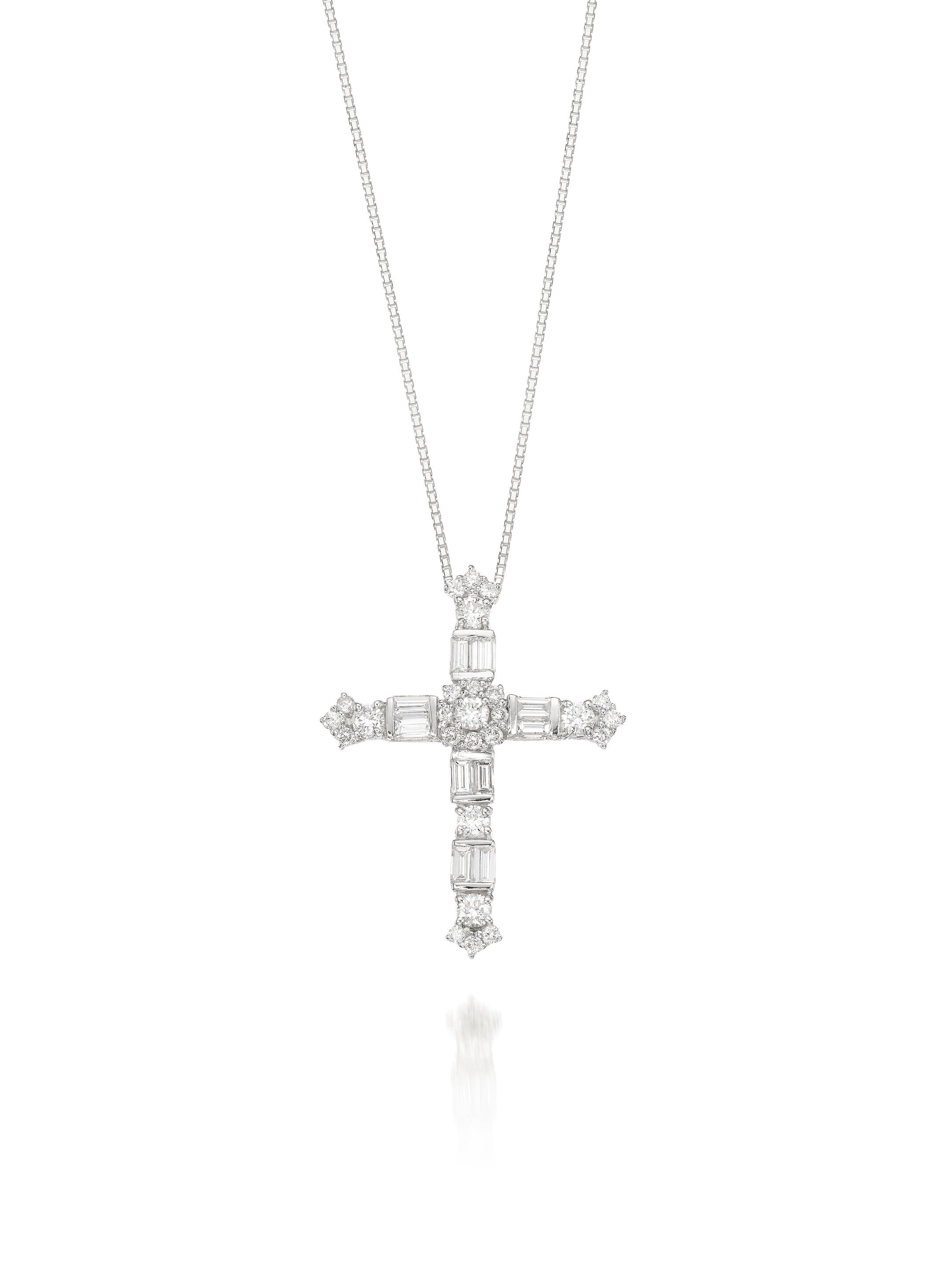 Appraisal: DIAMOND 'CROSS' PENDENT NECKLACE Suspending a pendant 'cross' set with