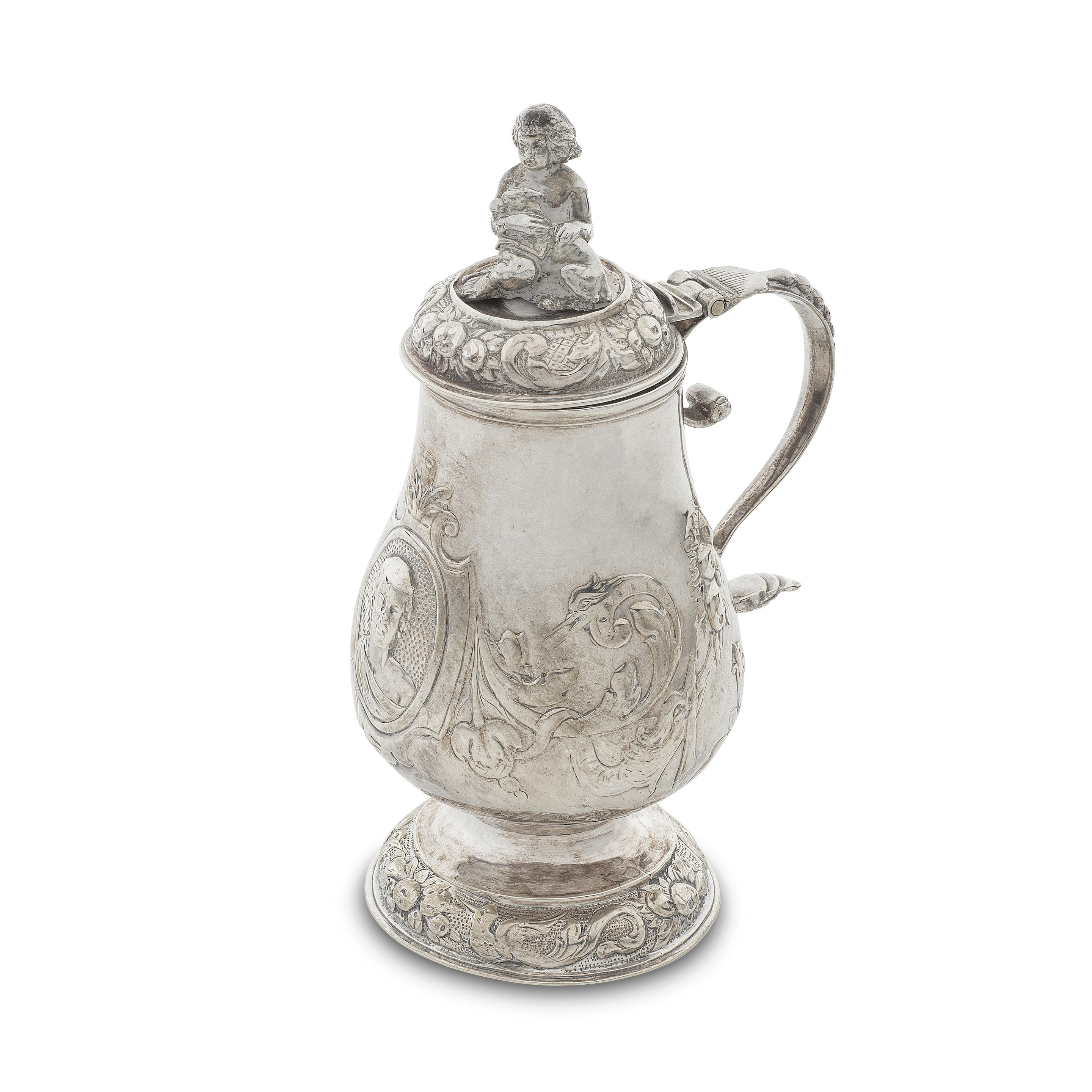 Appraisal: A DUTCH SILVER SMALL LIDDED JUG three marks to base