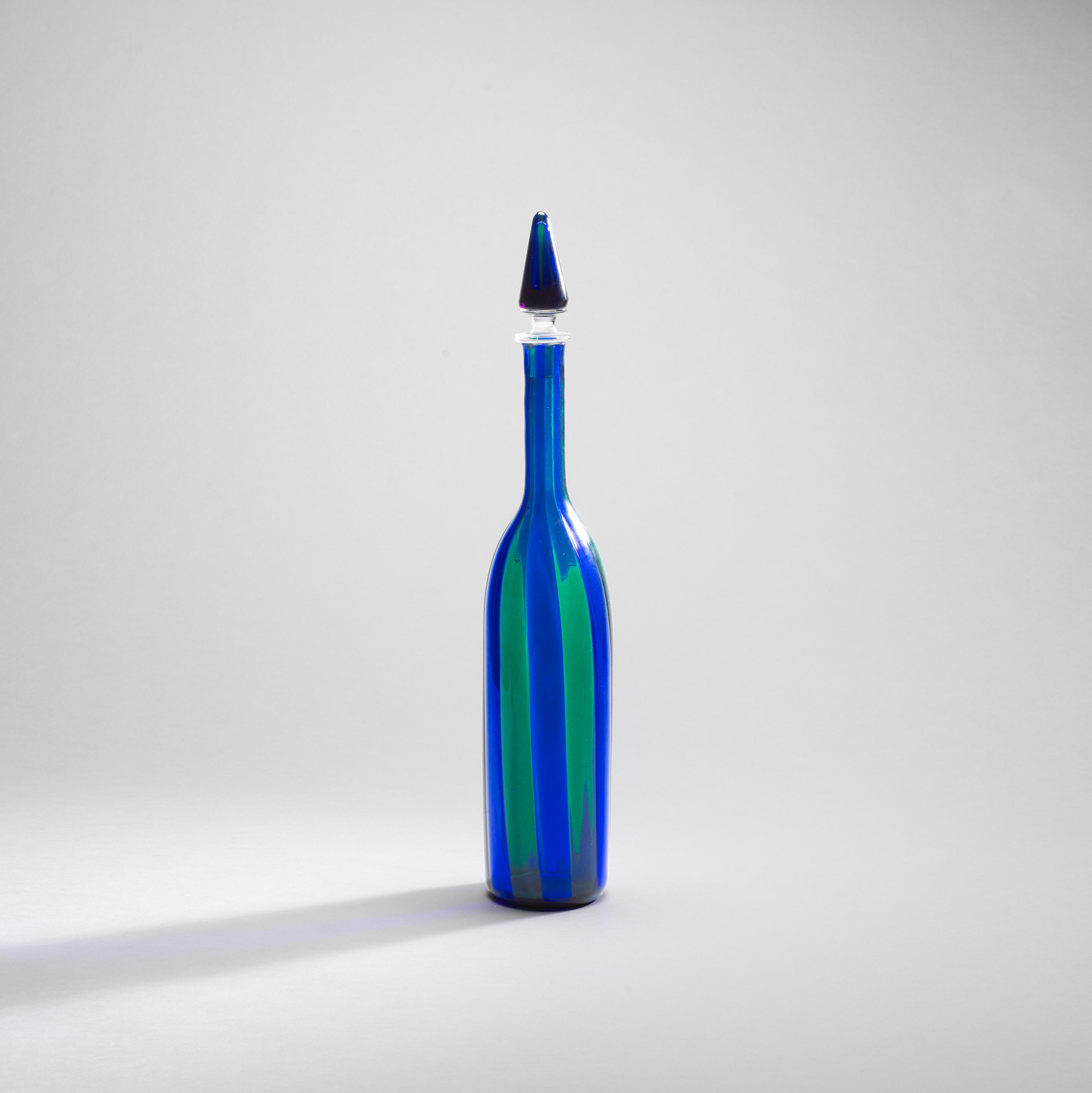 Appraisal: PAOLO VENINI 'Fasce' bottle with stopper model no Coloured glass