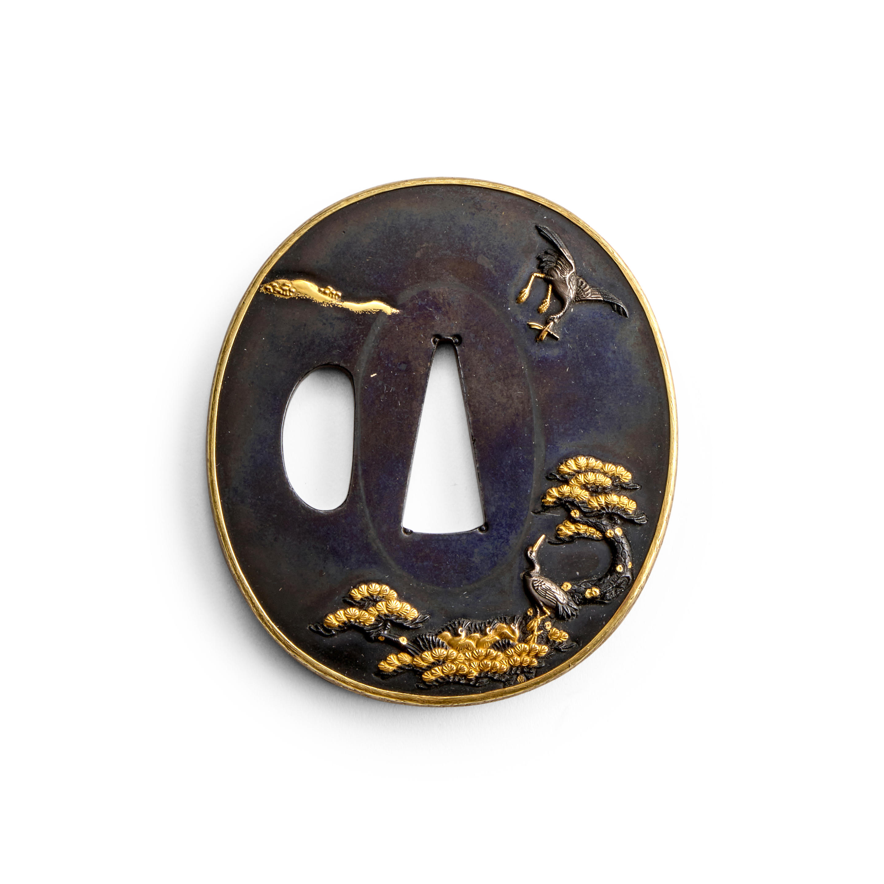 Appraisal: ATTRIBUTED TO NAKAGAMI MOTOTSUGU ACTIVE CIRCA A Shakud Tsuba Edo