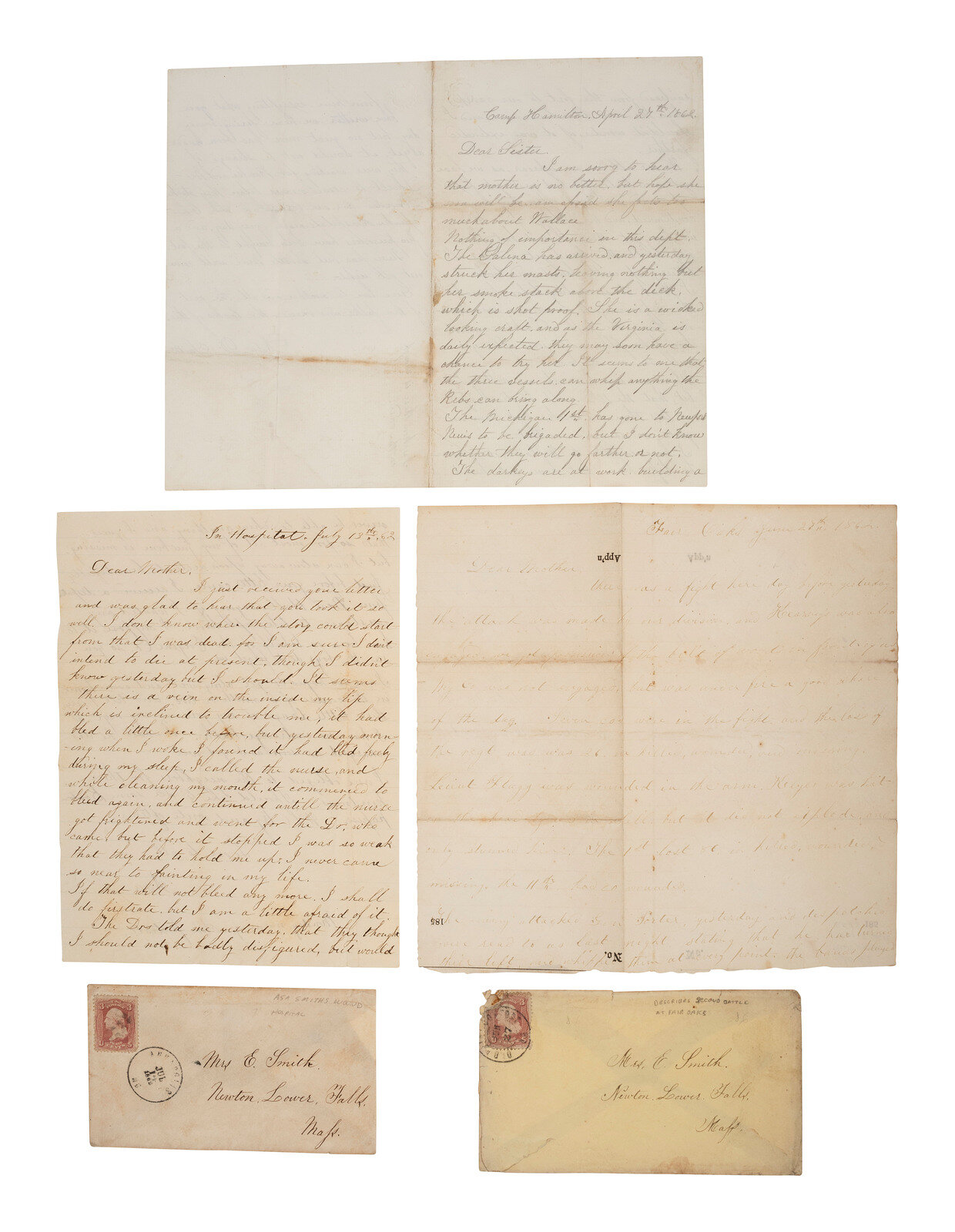 Appraisal: CIVIL WAR letters written by Corporal Asa D Smith th