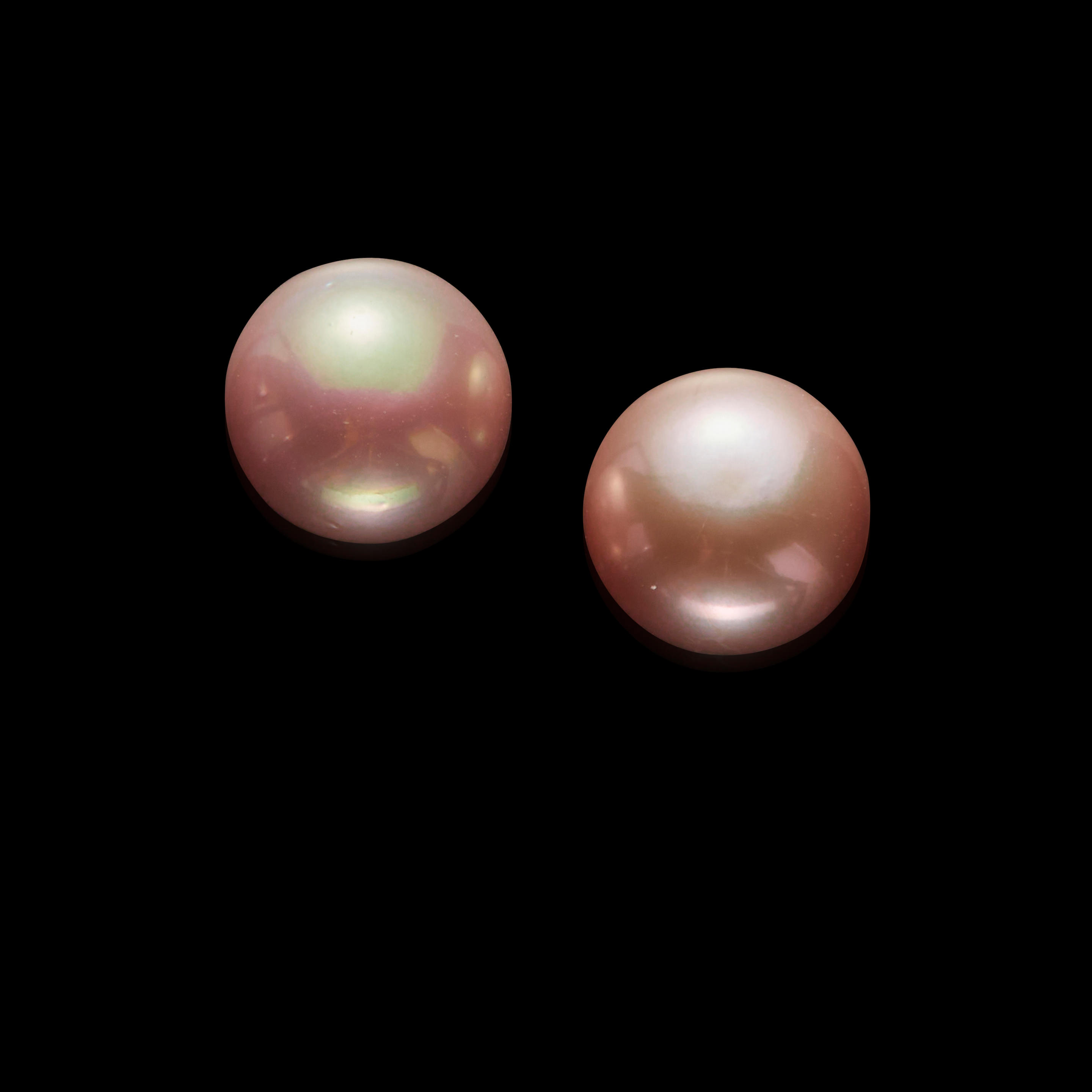 Appraisal: TWO FANCY-COLORED FRESHWATER CULTURED PEARLS Hyriopsis cumingii China Both freshwater