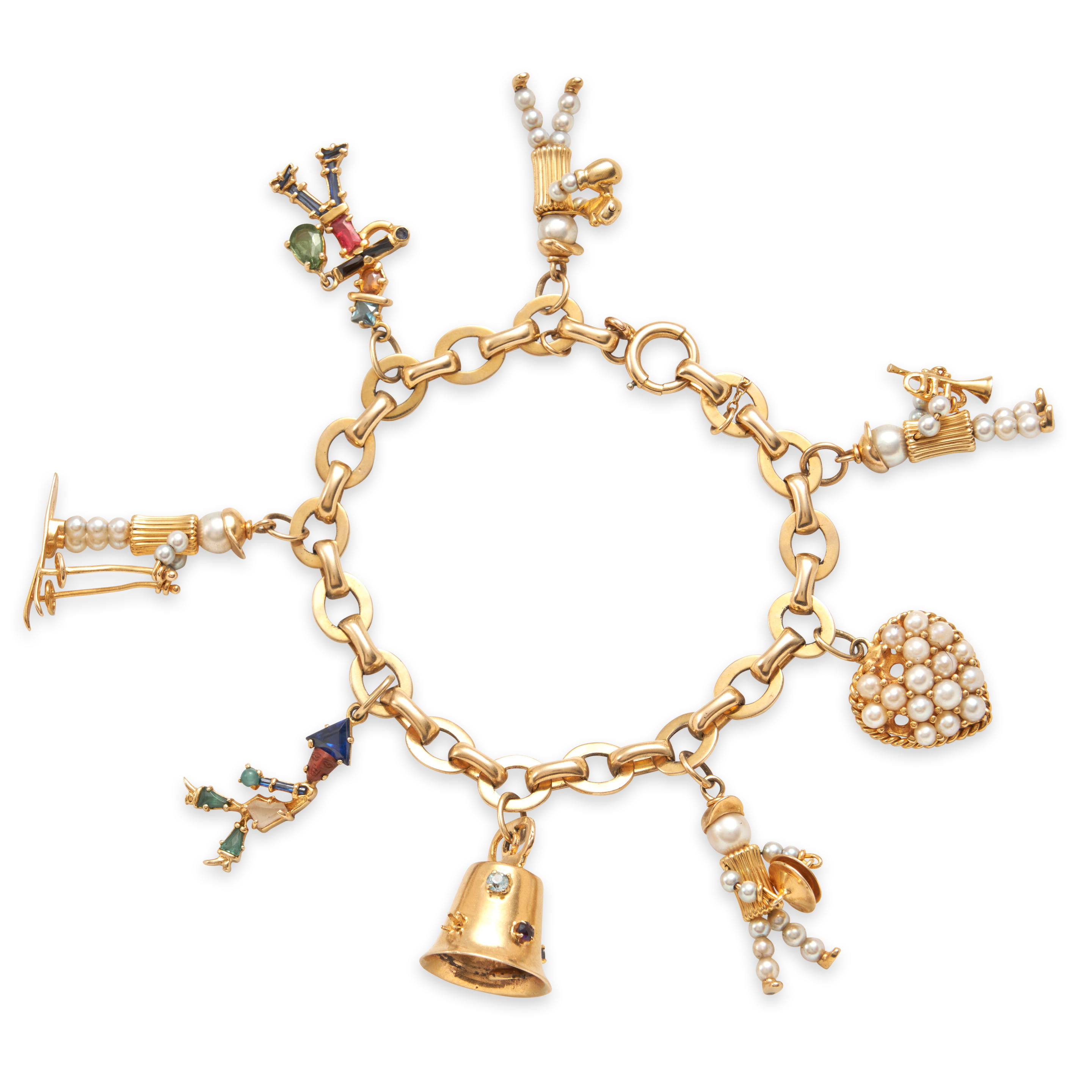 Appraisal: A K GOLD CHARM BRACELET Suspending mostly k gold charms