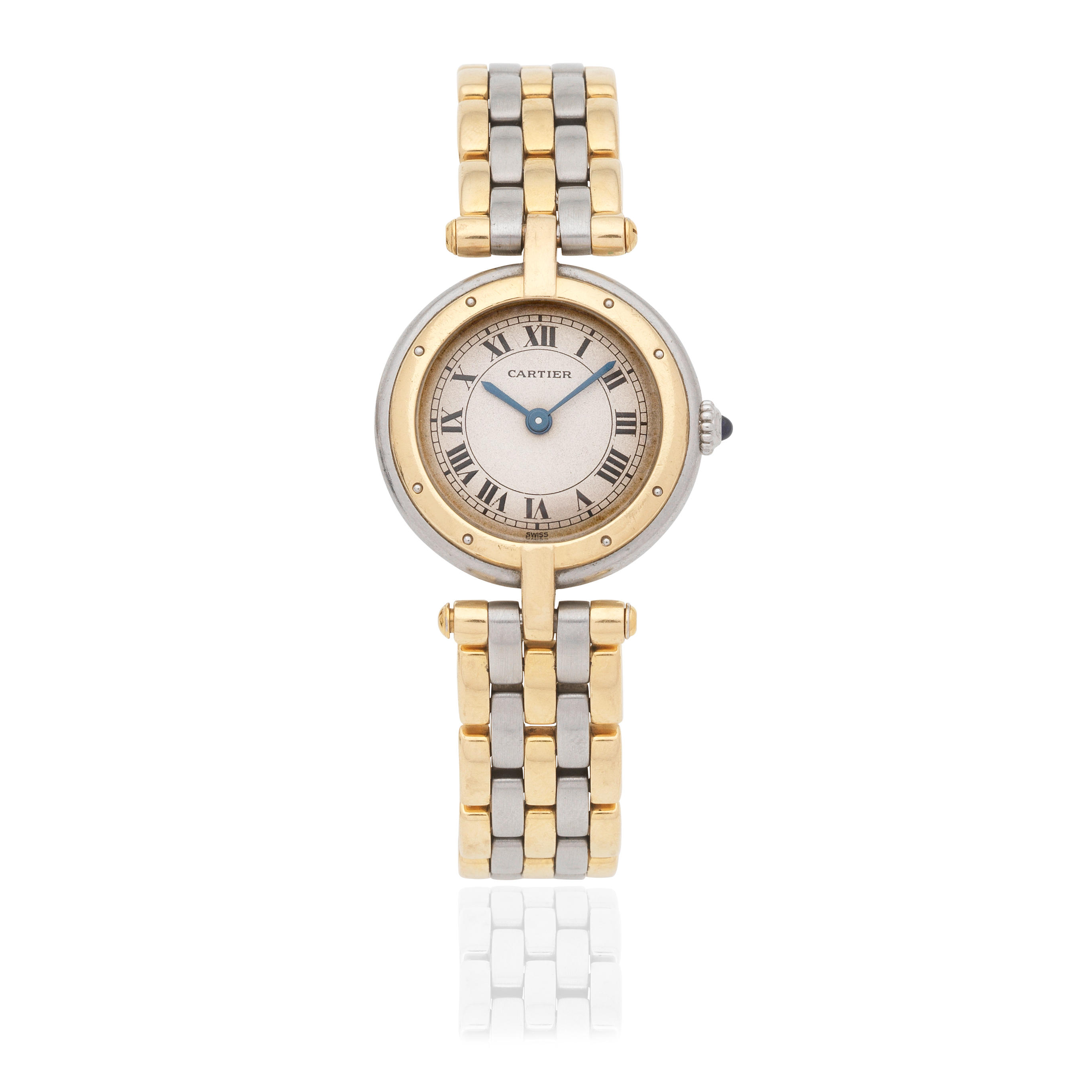 Appraisal: CARTIER A LADY'S STAINLESS STEEL AND GOLD QUARTZ BRACELET WATCH