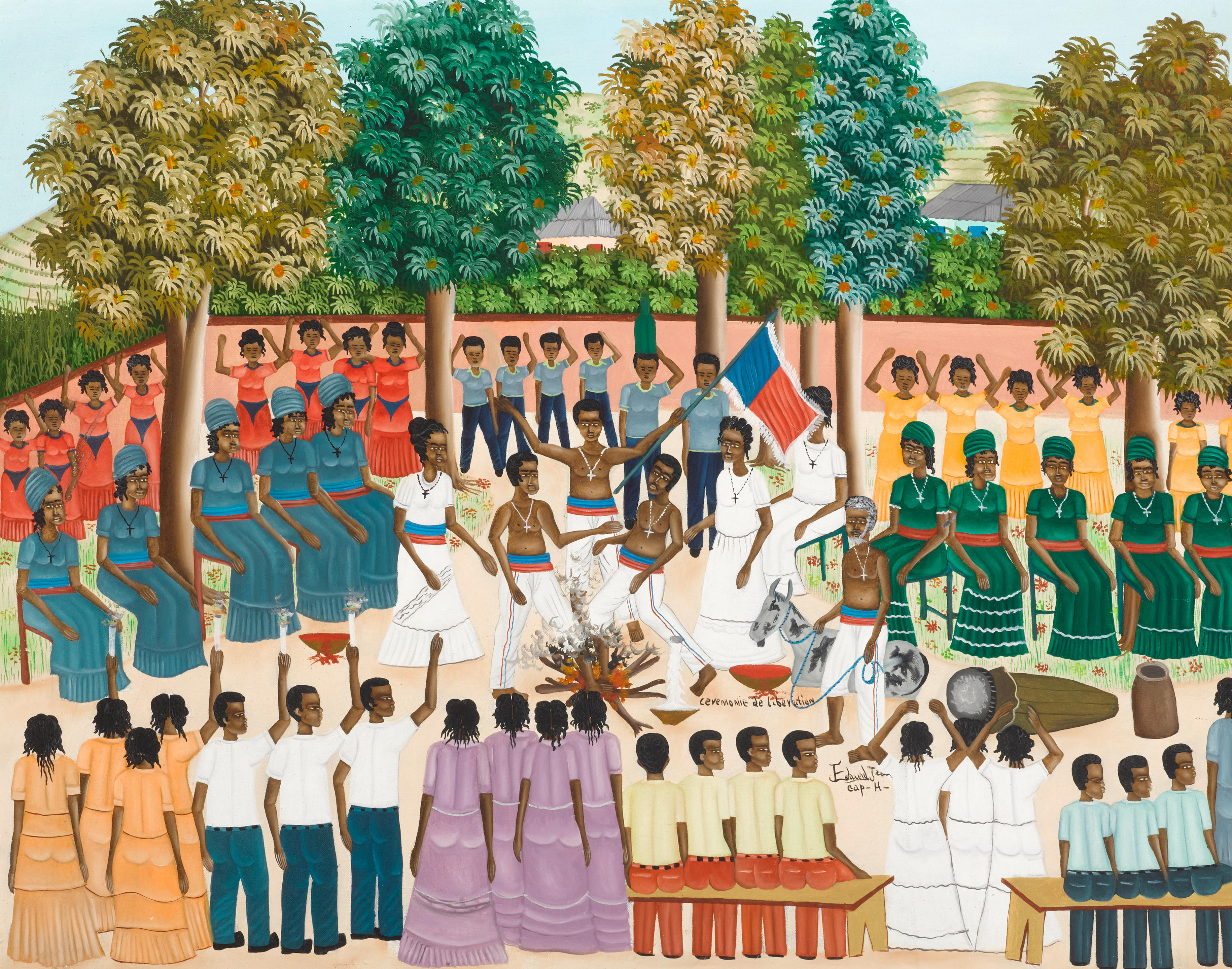 Appraisal: EDOUARD JEAN HAITIAN BORN Ceremonie de Liberation signed inscribed and