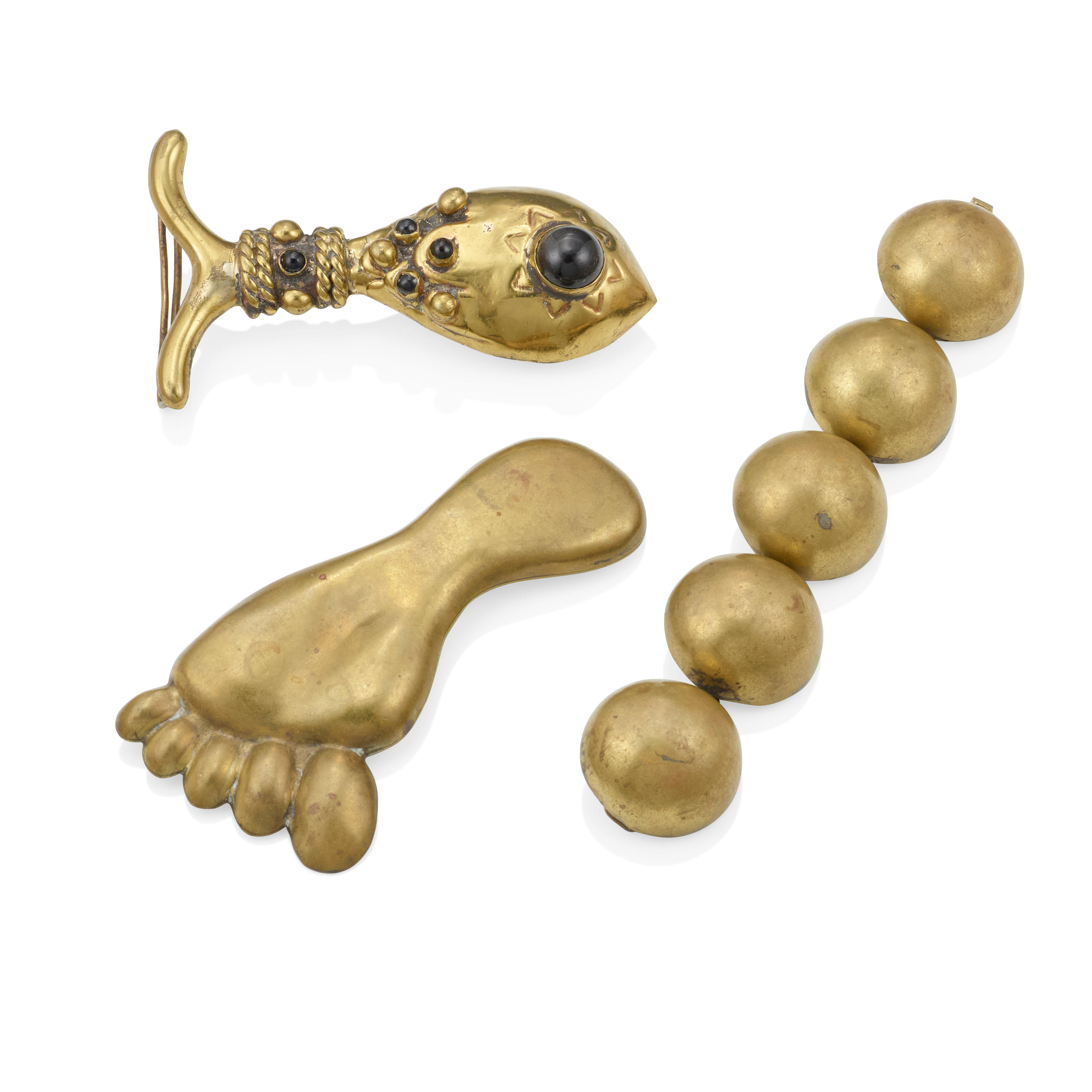 Appraisal: HUBERT HARMON A GROUP OF BRASS AND ONYX JEWELRY A