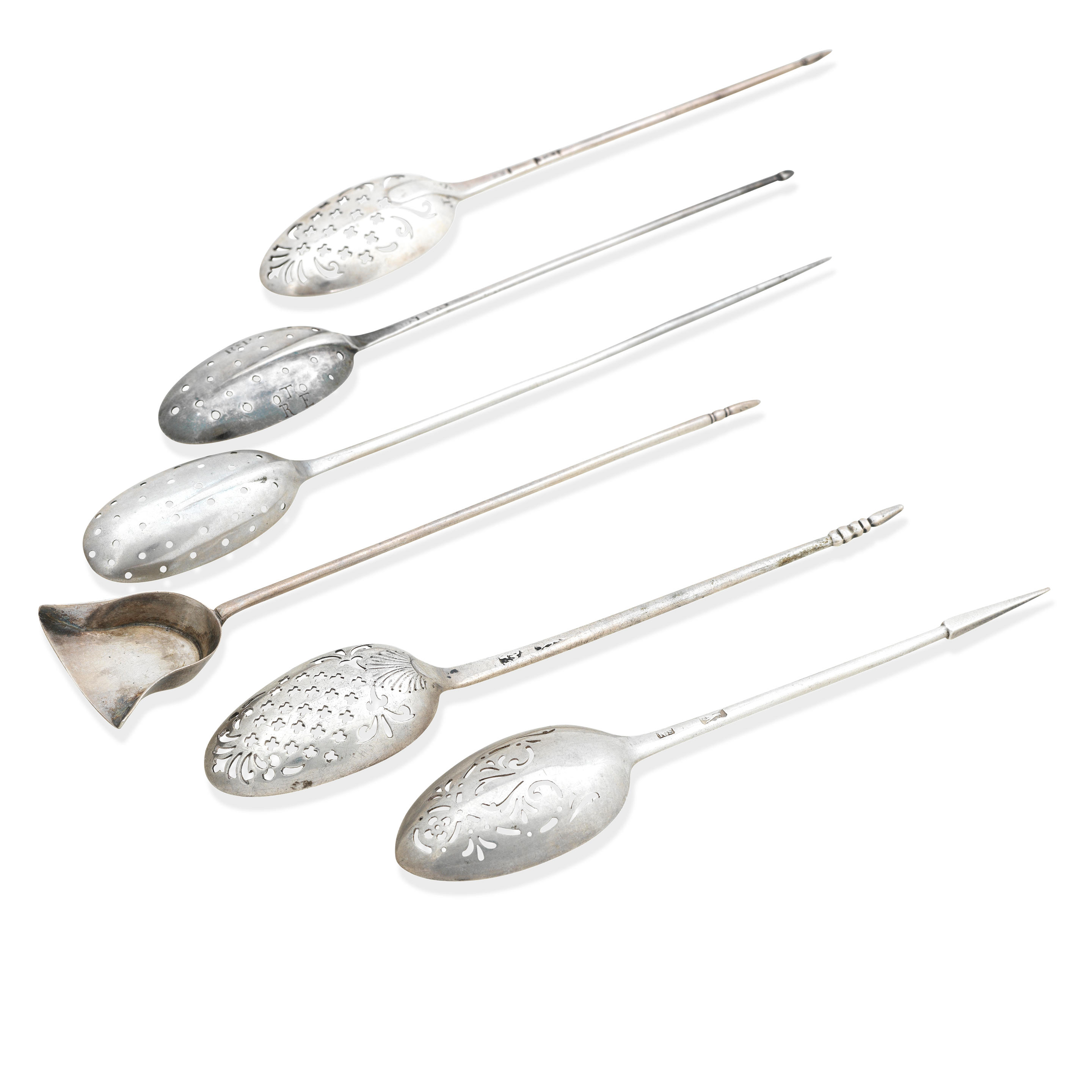 Appraisal: A COLLECTION OF SILVER MOTE SPOONS th Century Four of