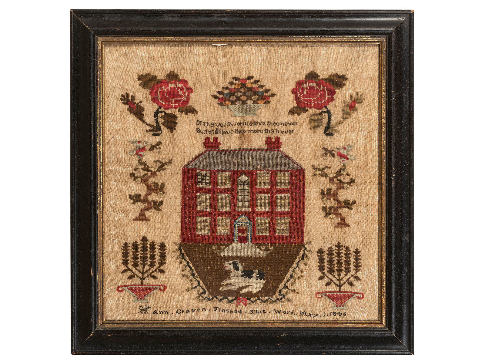 Appraisal: A Needlework Embroidered Pictorial Sampler Wrought by Ann Craven th