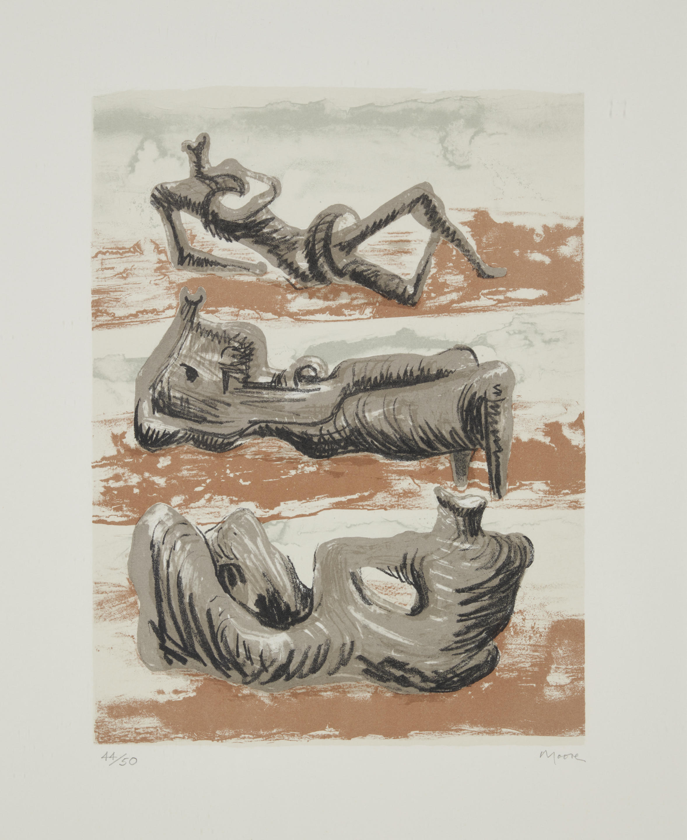 Appraisal: HENRY MOORE BRITISH - Three Reclining Figures Cramer Lithograph on