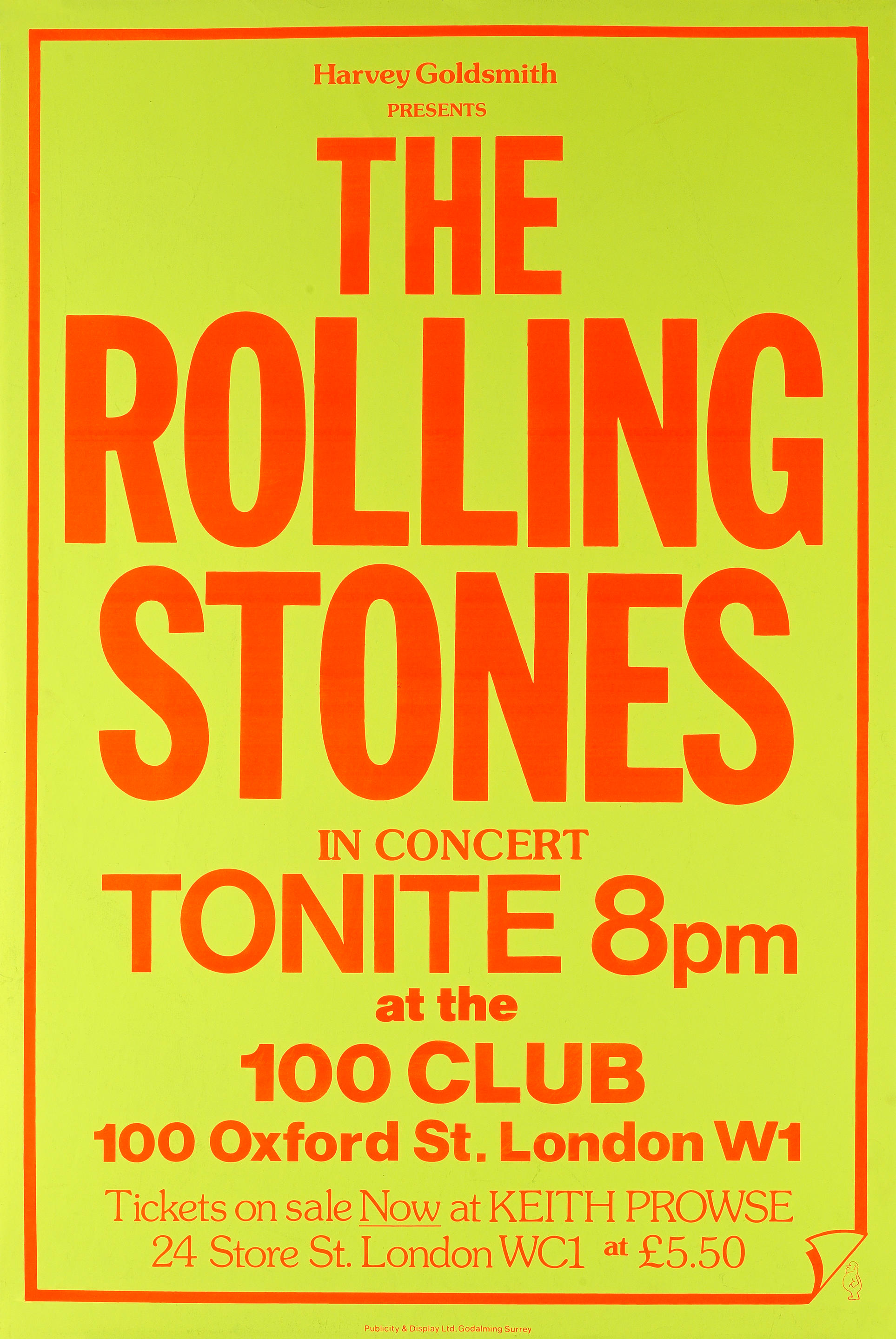 Appraisal: THE ROLLING STONES A CONCERT POSTER st May Harvey Goldsmith