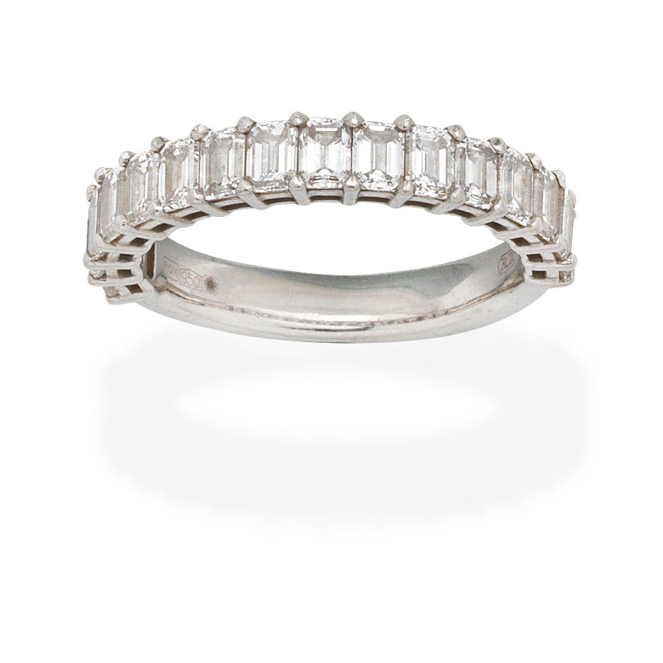 Appraisal: DIAMOND HALF-ETERNITY RING Set with baguette-cut diamonds diamonds approx ct