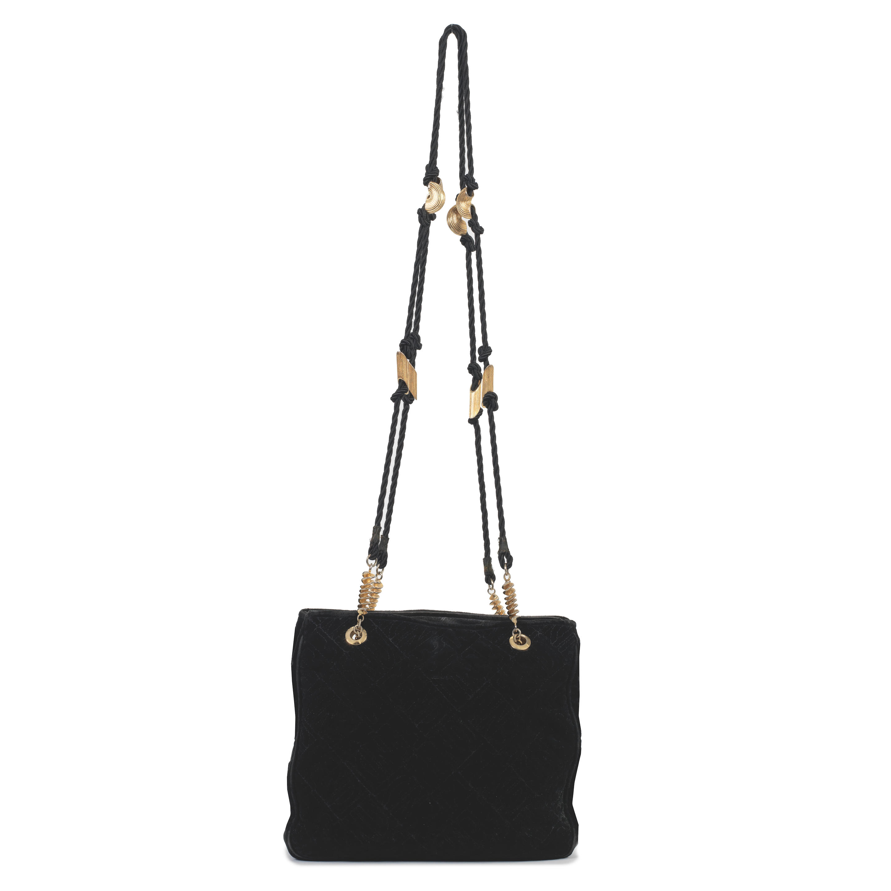 Appraisal: FENDI A BLACK VELVET 'PASTA' BAG s Small black 'FENDI'