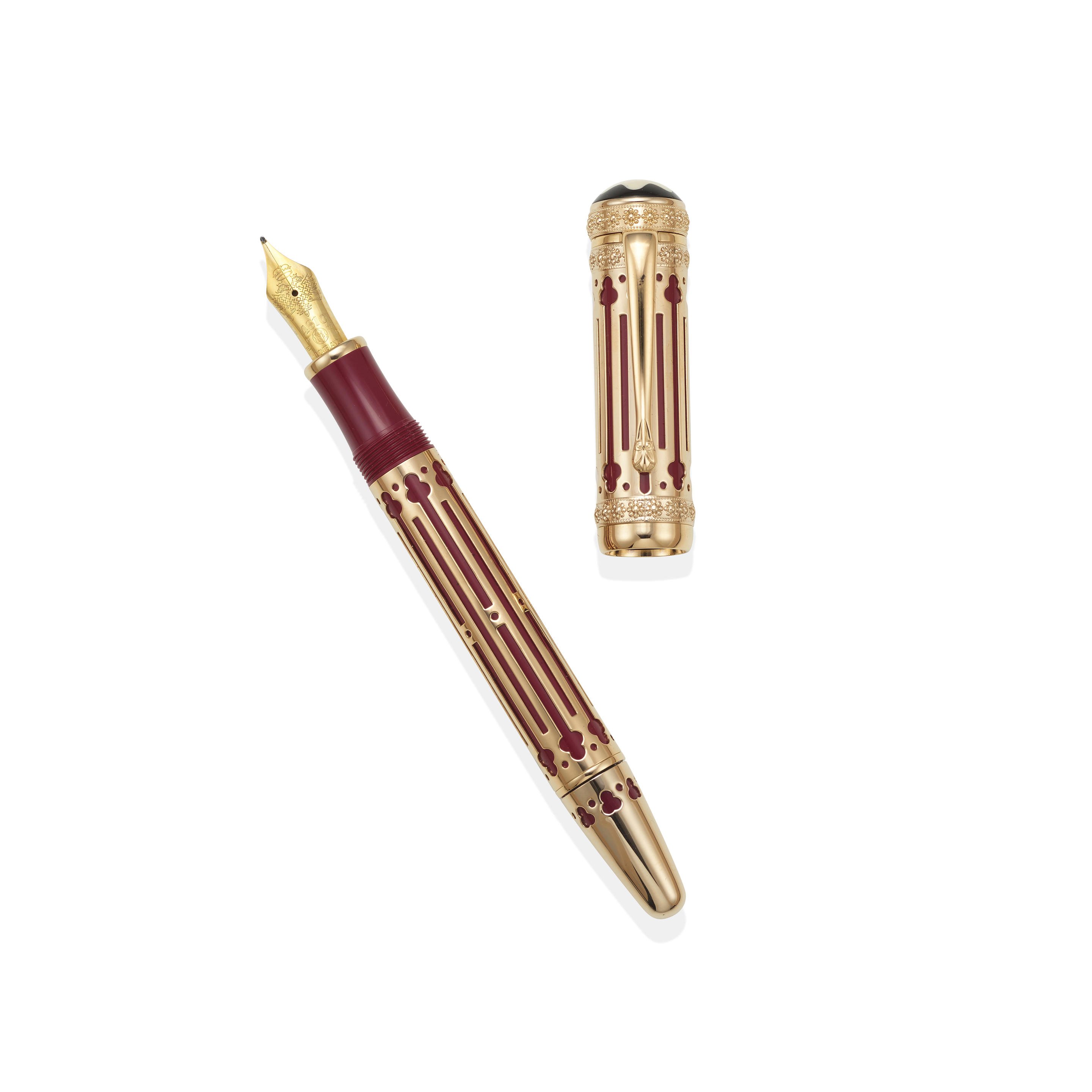 Appraisal: MONTBLANC A LIMITED EDITION GOLD PLATED AND RESIN FOUNTAIN PEN