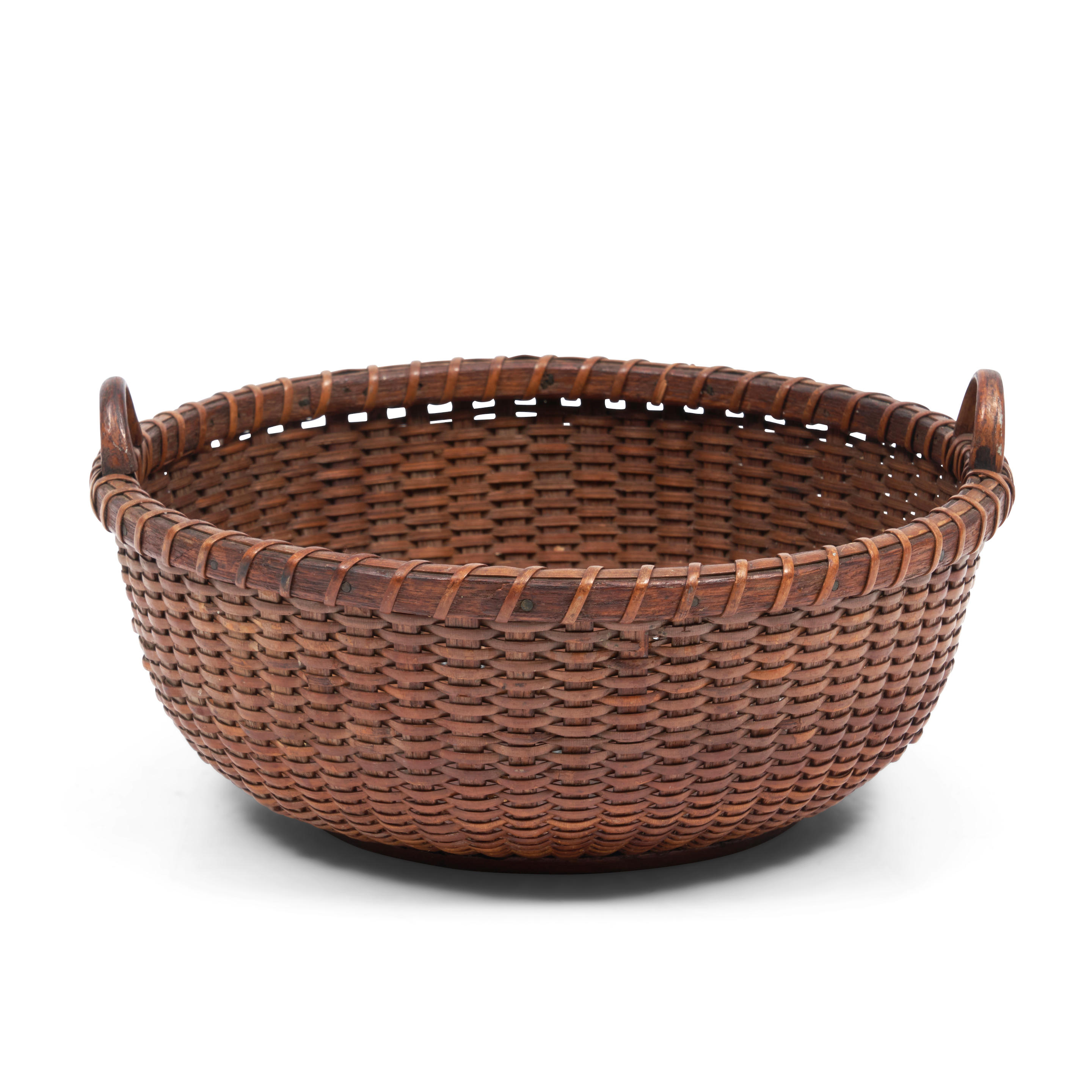 Appraisal: NANTUCKET BASKET Nantucket Massachusetts th century Round basket with turned