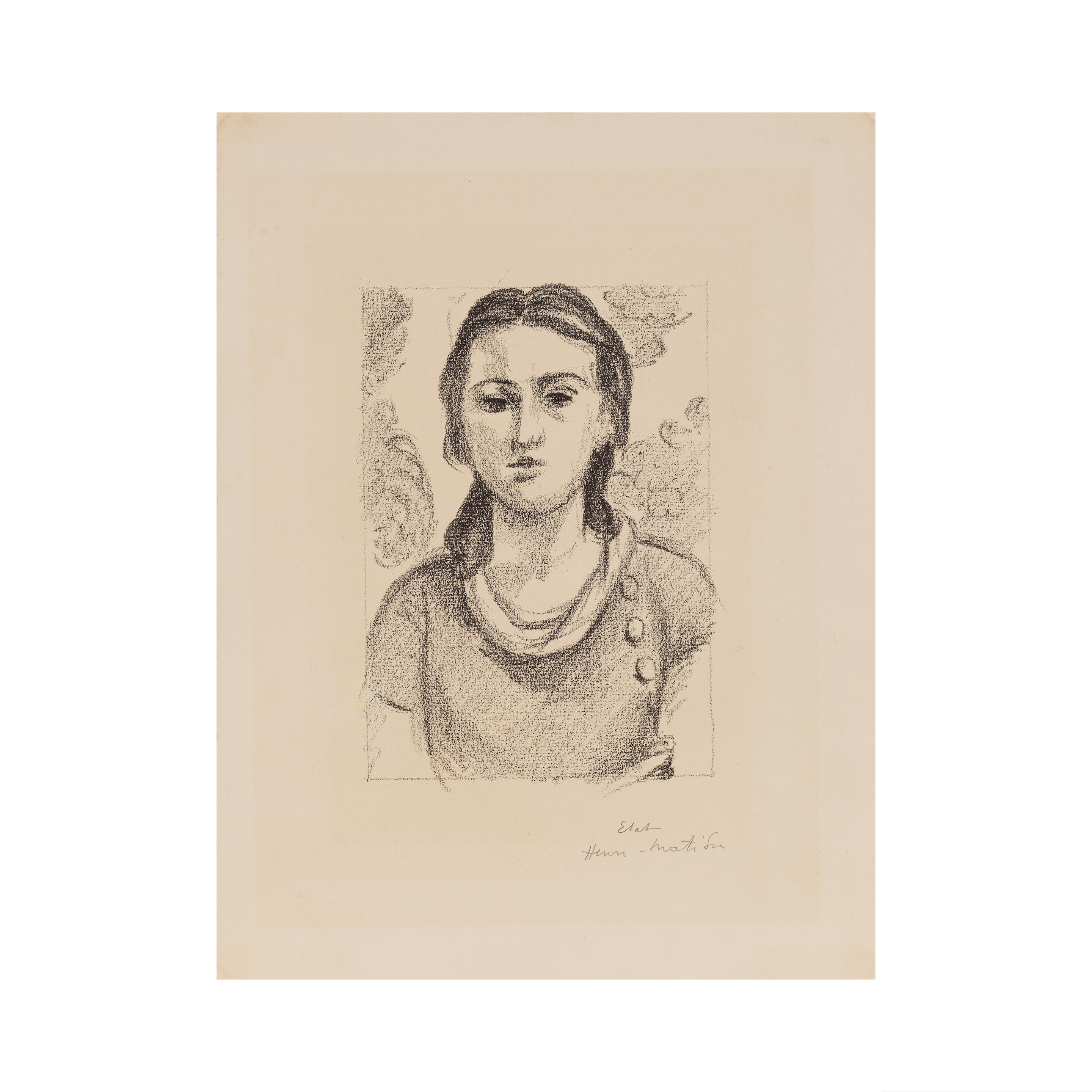 Appraisal: HENRI MATISSE - T te de Jeune Fille Duthuit Lithographie