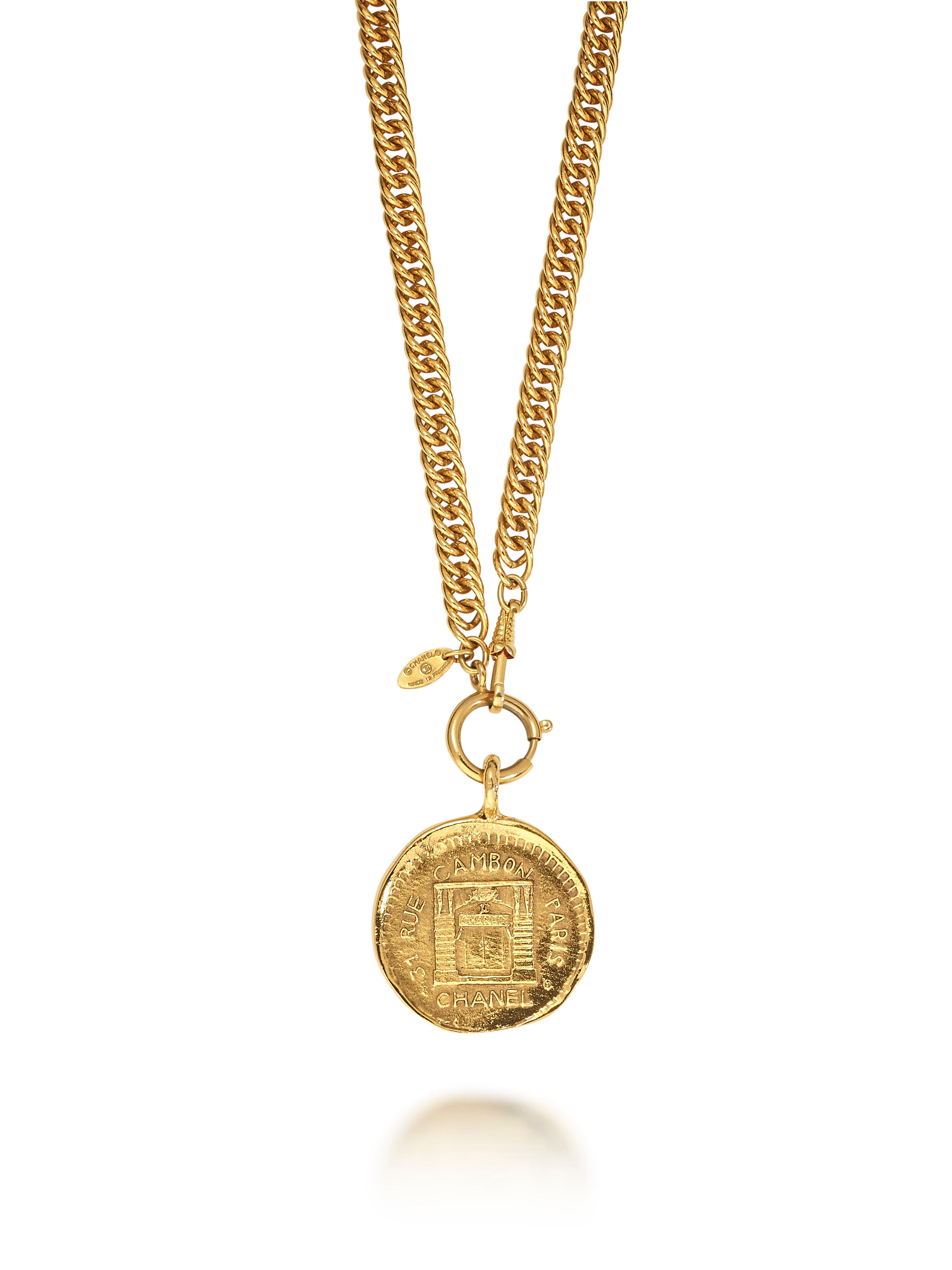 Appraisal: CHANEL RUE CAMBON GRAPHIC MEDALLION NECKLACE IN GOLD TONED s