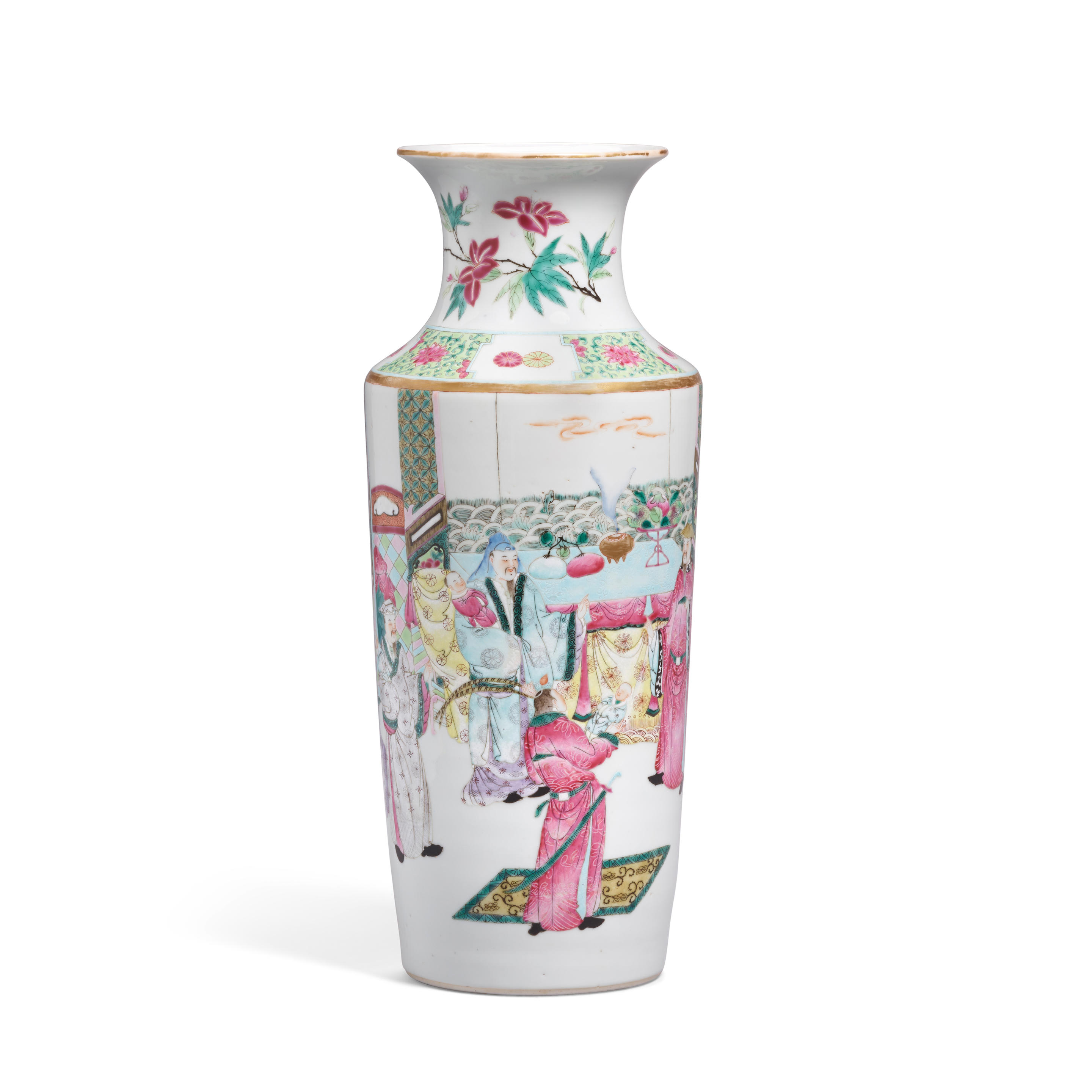 Appraisal: A FAMILLE-ROSE 'FIGURAL' VASE Qianlong seal mark Republic period The