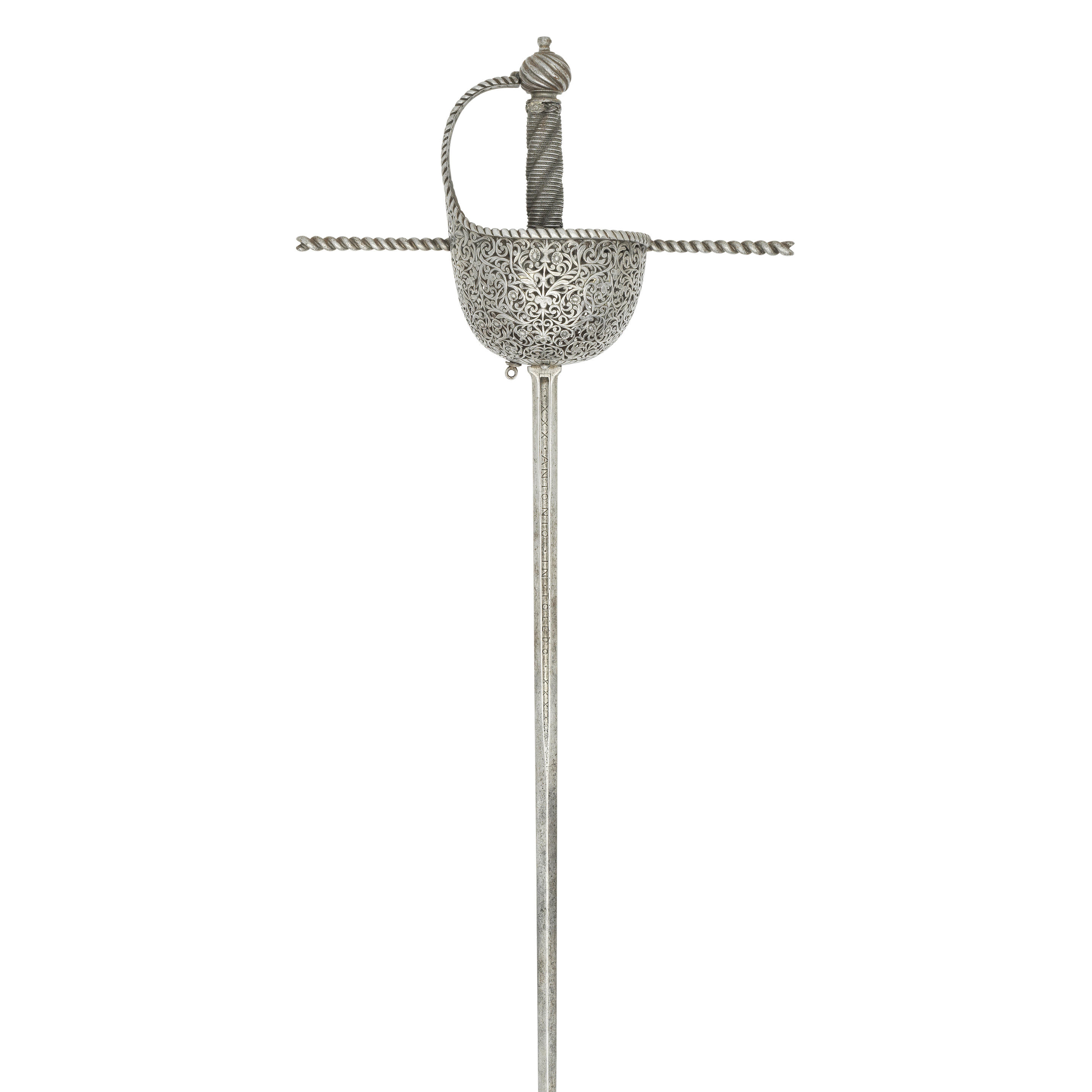 Appraisal: A SPANISH CUP-HILT RAPIER LATE TH CENTURY With slender tapering