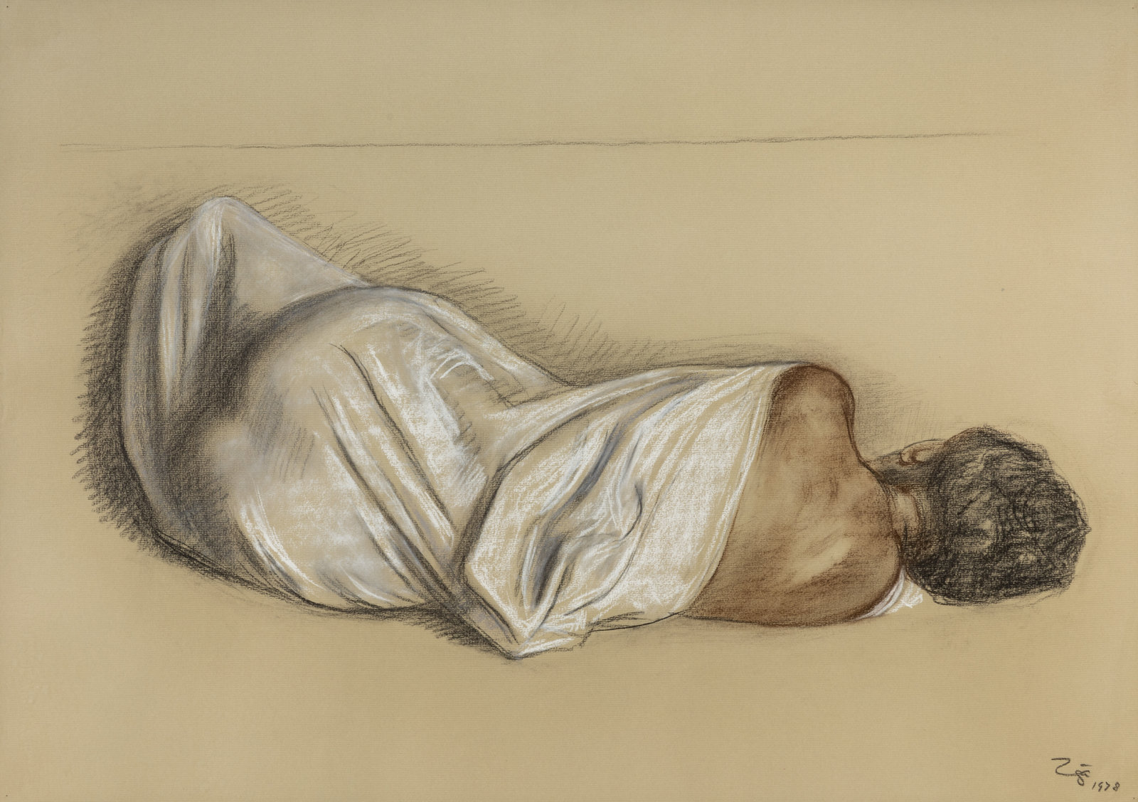 Appraisal: Francisco Z iga Mexican - Sleeping Woman charcoal and chalk