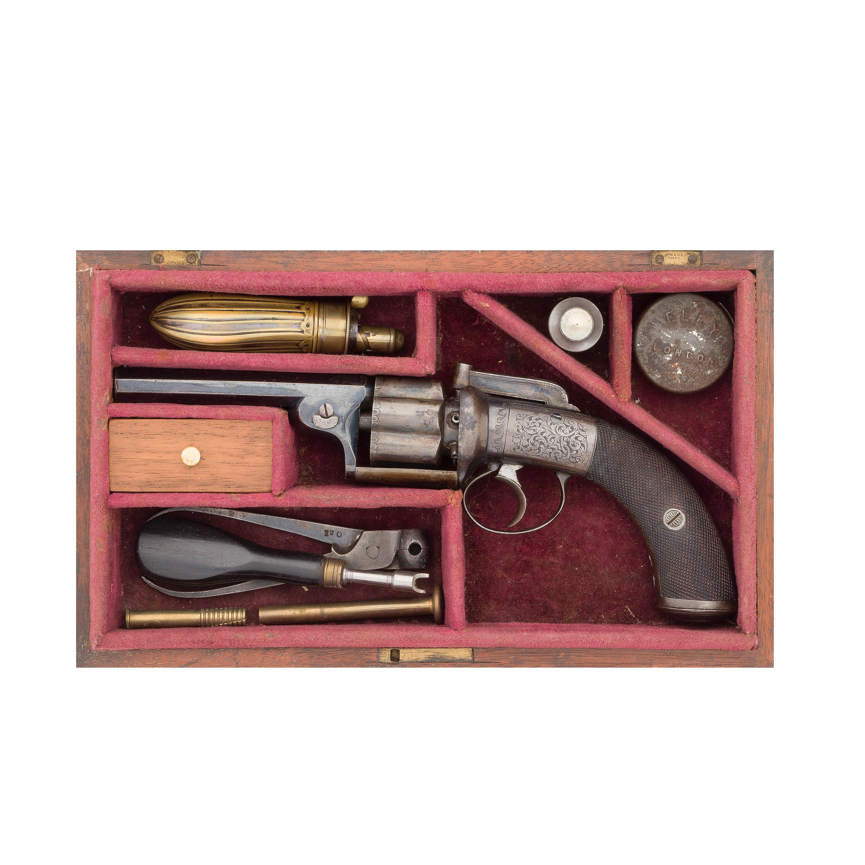 Appraisal: A CASED -BORE PERCUSSION SINGLE-ACTION SIX-SHOT REVOLVER MID- TH CENTURY