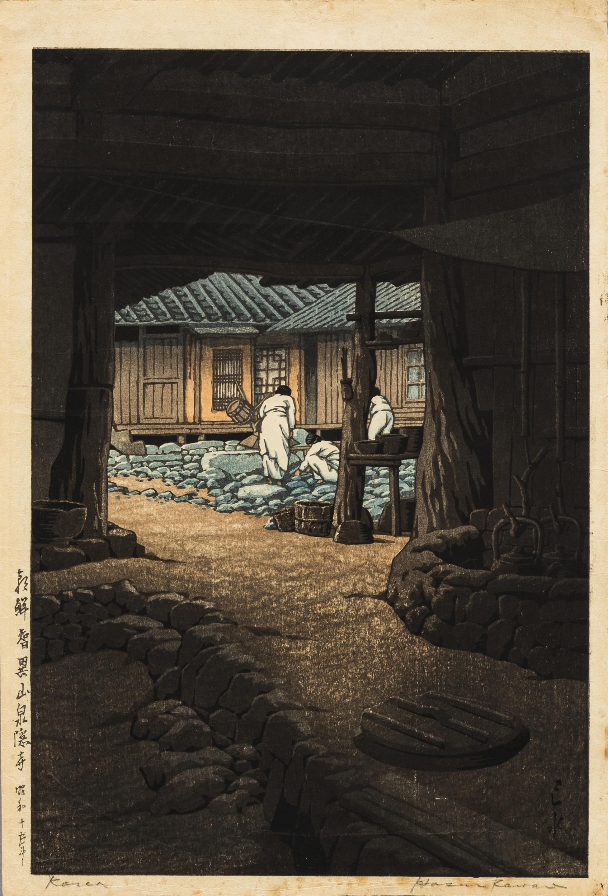 Appraisal: KAWASE HASUI - WOODBLOCK PRINT Japan depicting three women at