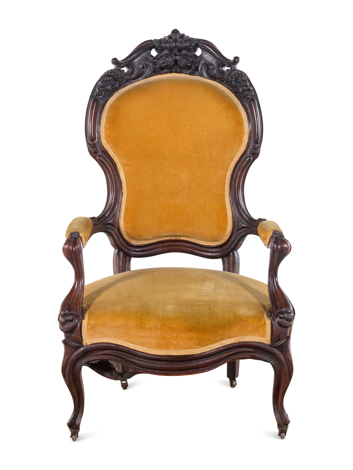 Appraisal: A Victorian Rococo Revival Carved Walnut Armchair Circa Height x