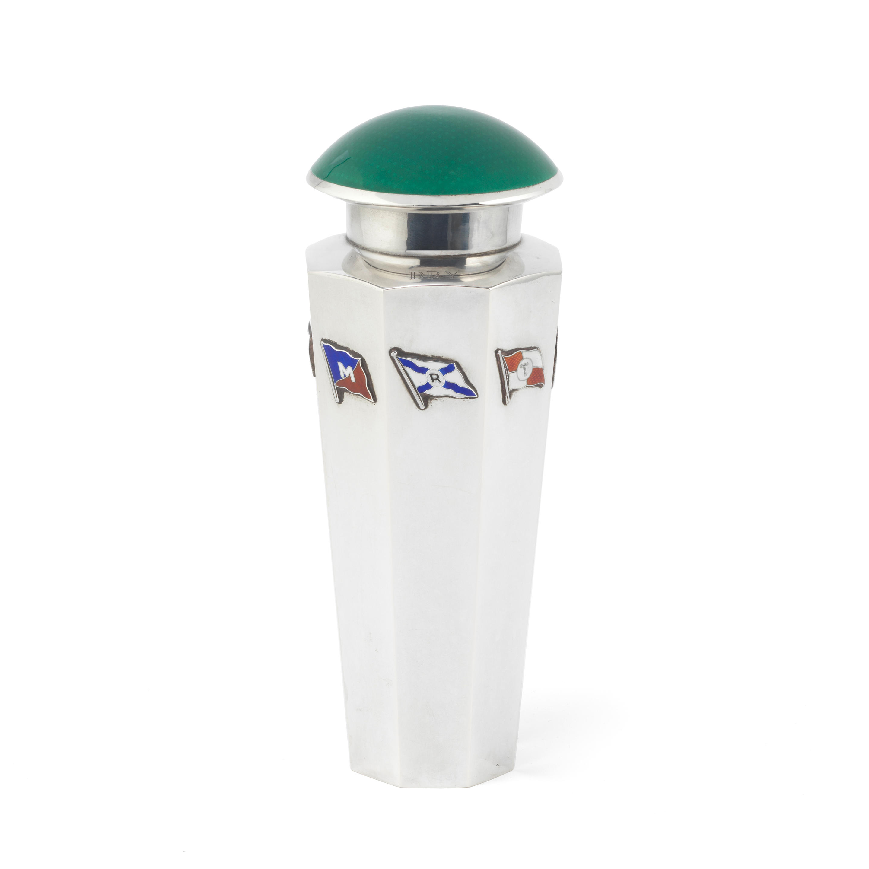 Appraisal: A NORWEGIAN SILVER AND ENAMEL COCKTAIL SHAKER Oskar Sorensen for