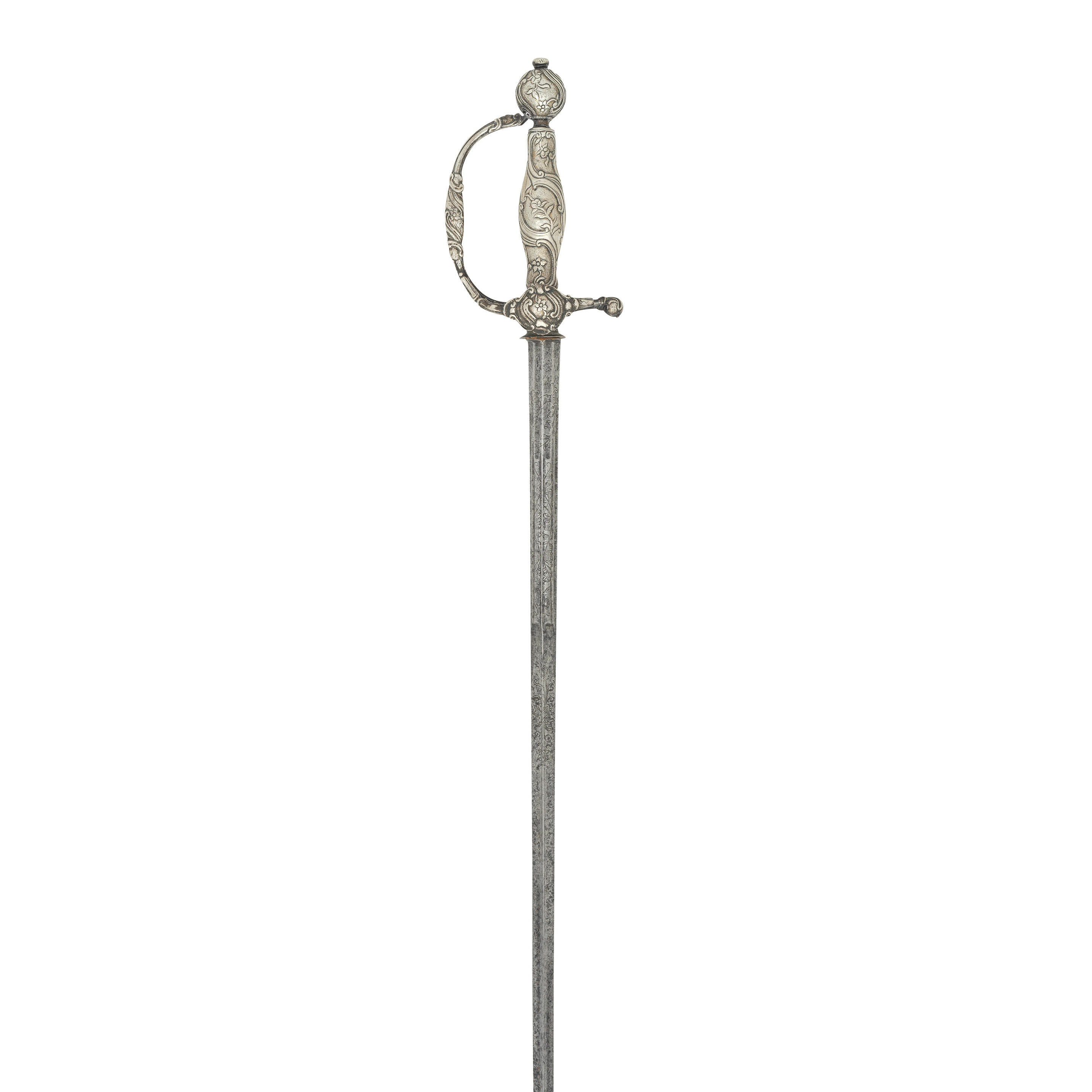 Appraisal: A GERMAN SILVER-HILTED SMALL-SWORD MID- TH CENTURY With slender tapering