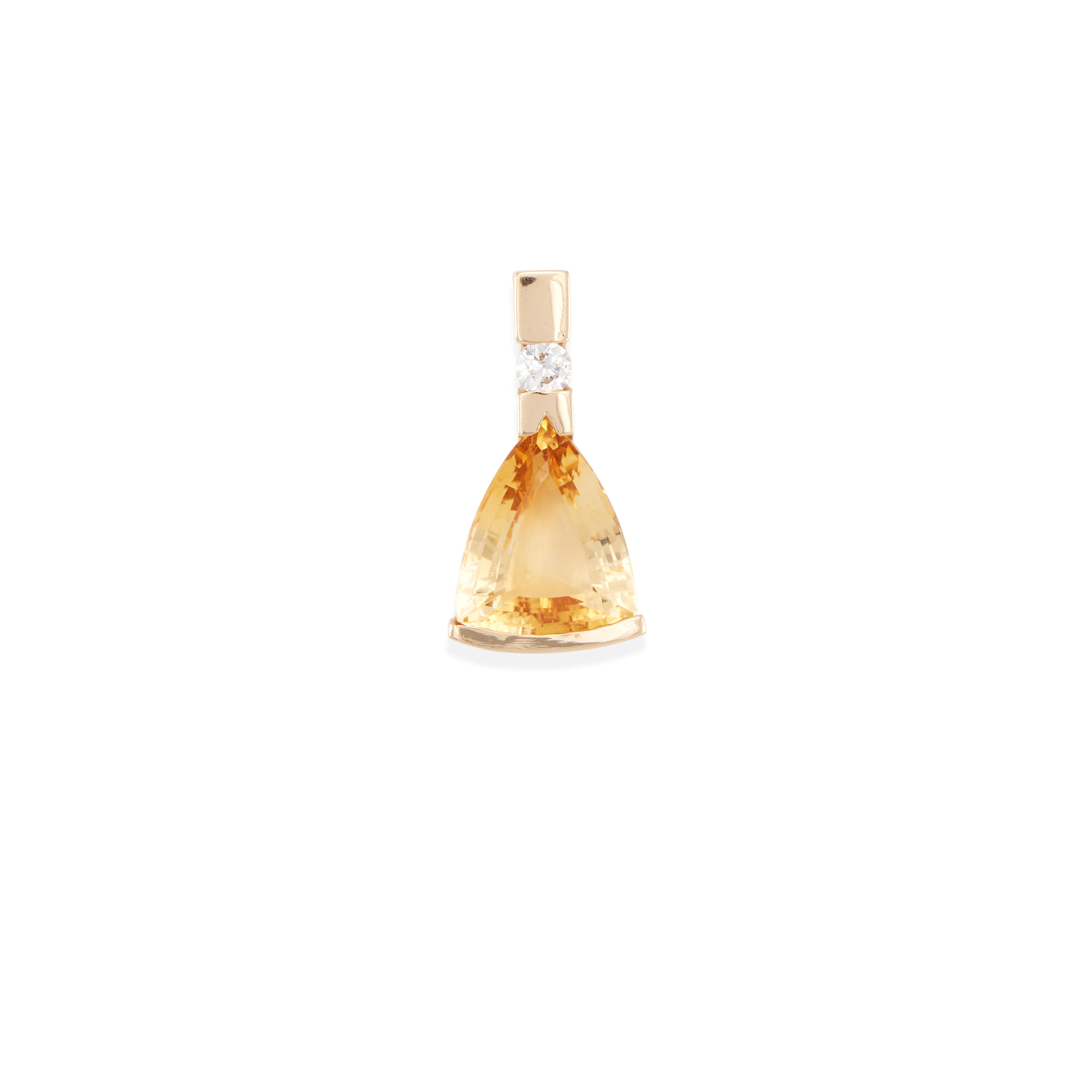 Appraisal: A K GOLD CITRINE AND DIAMOND PENDANT Citrine weighing approximately