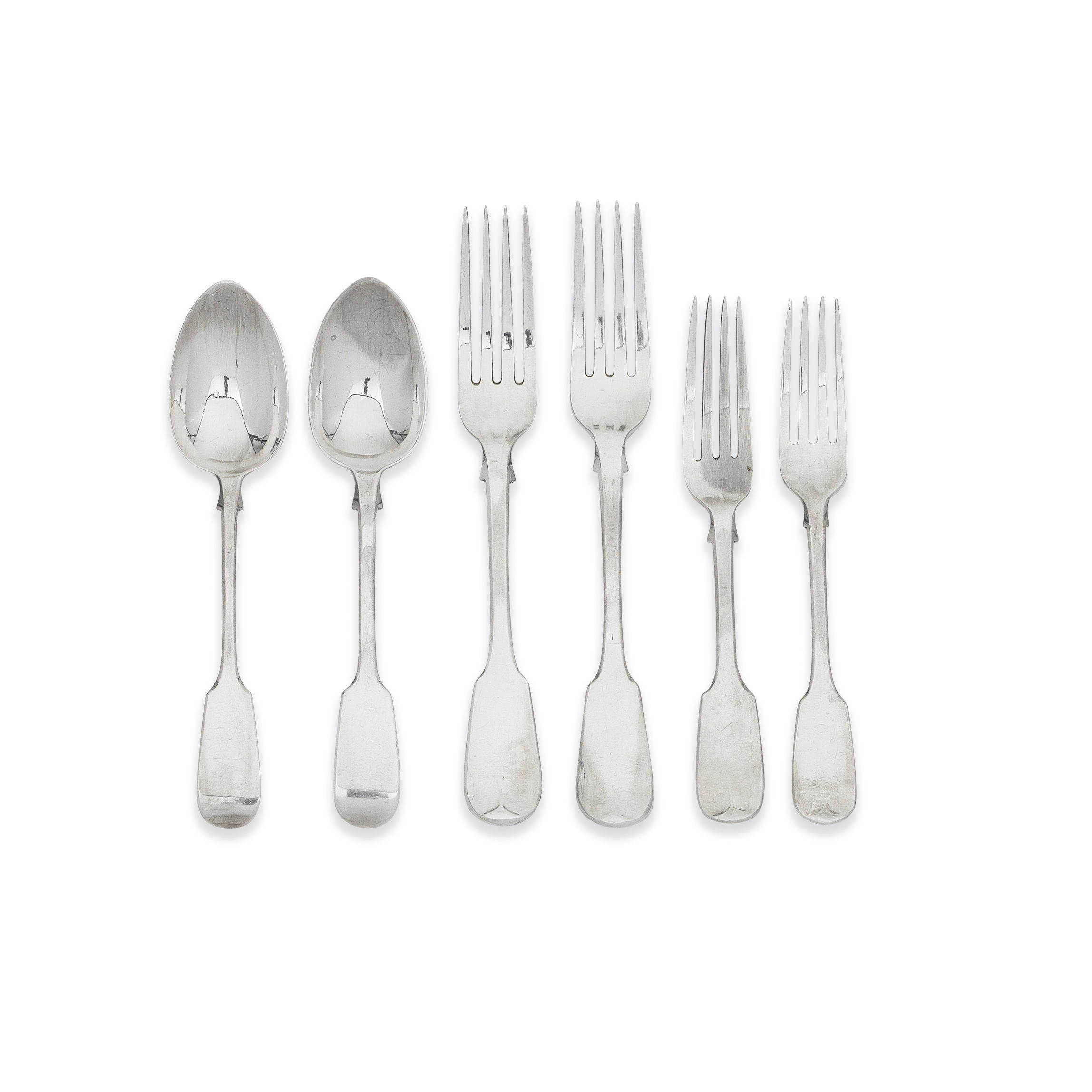 Appraisal: A COLLECTION OF SILVER FIDDLE PATTERN FLATWARE various maker's and