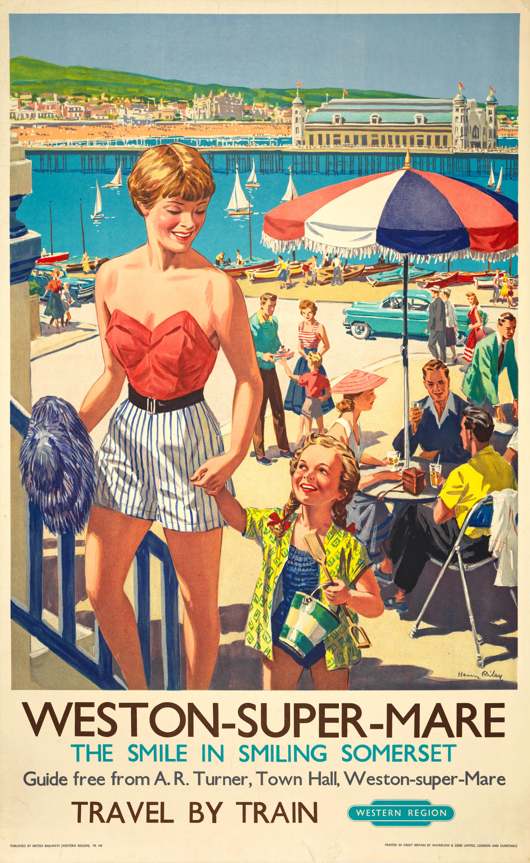 Appraisal: HARRY RILEY - WESTON-SUPER-MARE British Railways lithographic poster in colours